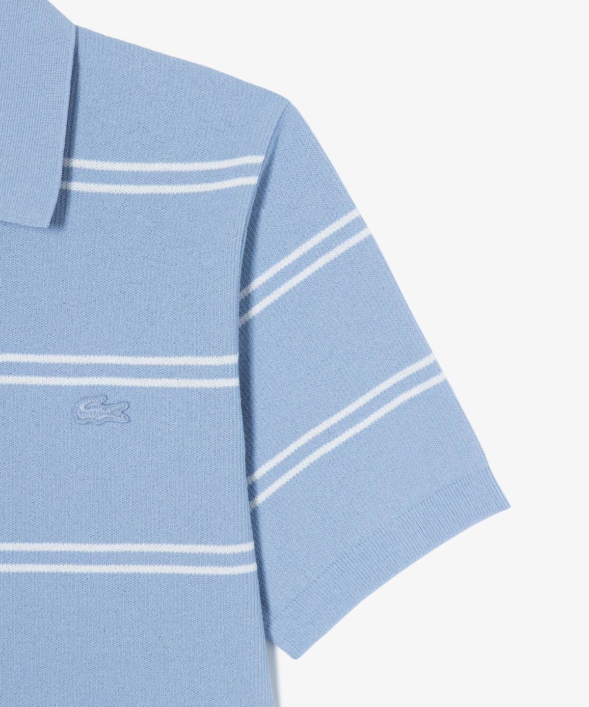 라코스테(LACOSTE) 남성 오픈카라 핀 스트라이프 반팔 스웨터 폴로 셔츠 PH396E-56G AEY