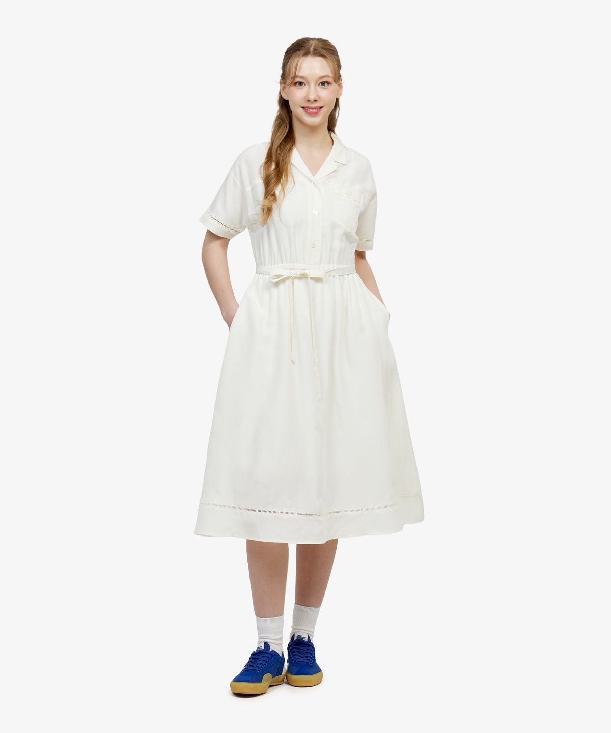라코스테(LACOSTE) 여성 오픈워크 디테일 셔츠드레스 EF236E-56G S7G