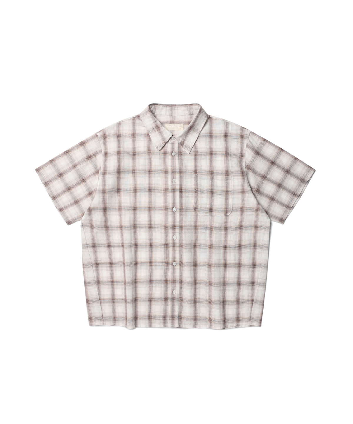 이스트서비스샵(eastserviceshop) 빈티지 세미크롭 체크 반팔셔츠 - 크림