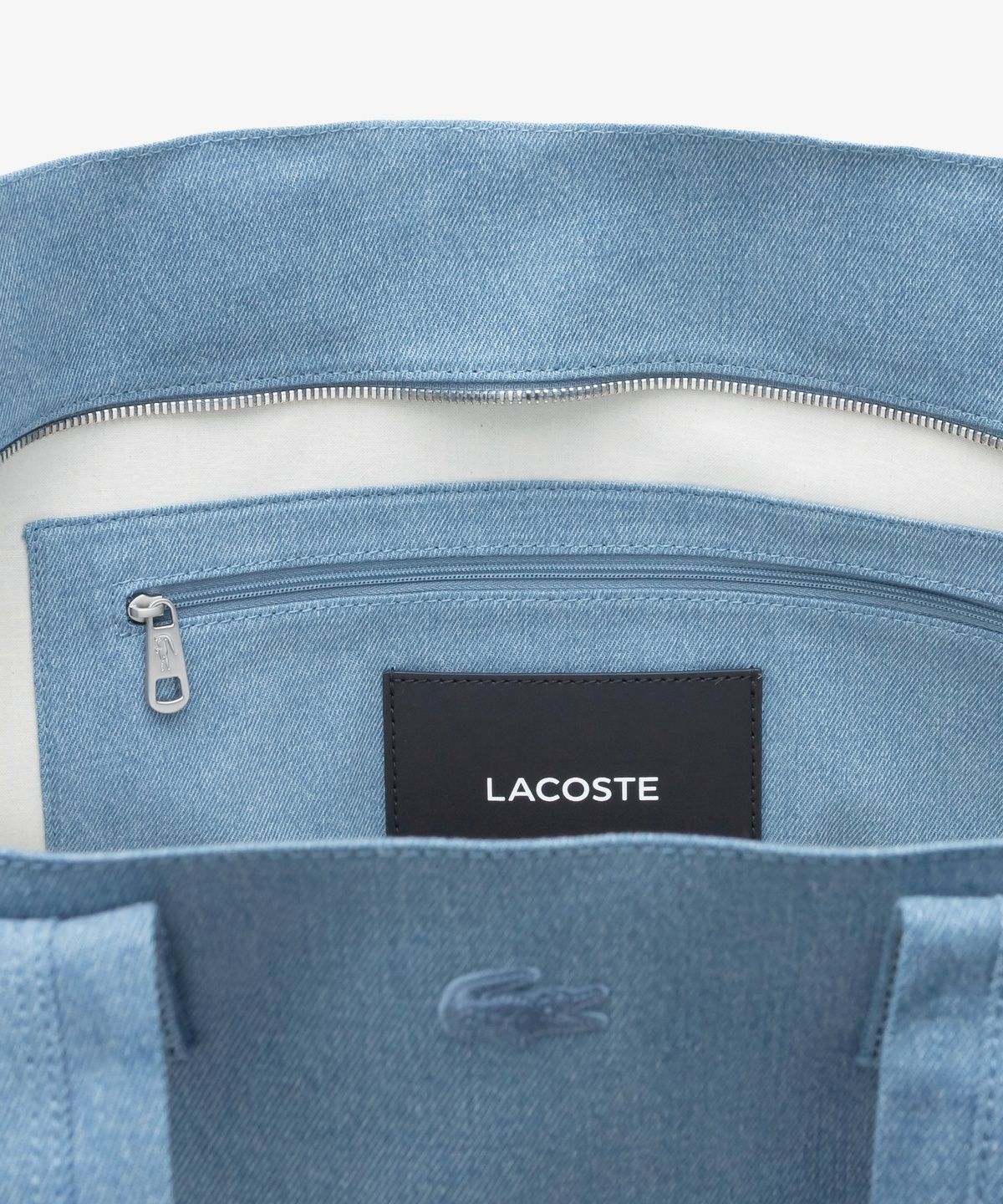 라코스테(LACOSTE) 여성 썸머팩 XL 탑지퍼 코튼 토트백 NU5241P56G Q48