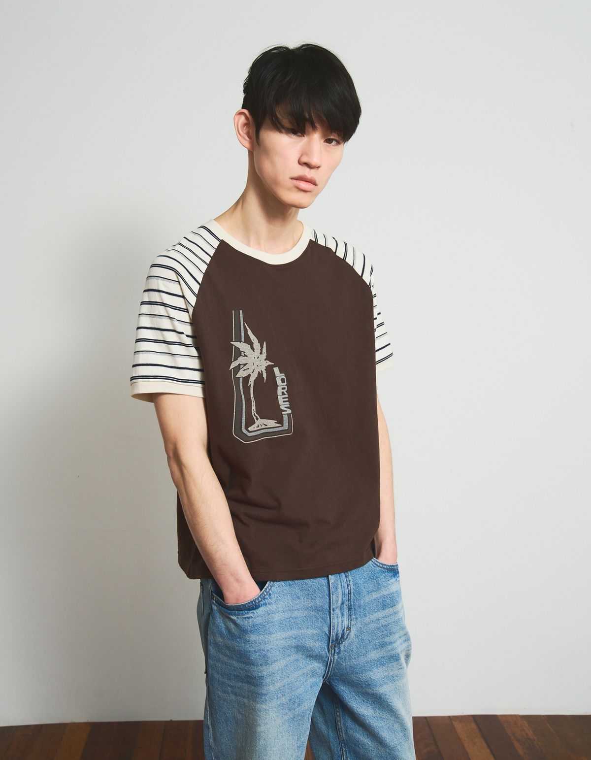 로어즈(LORES) Raglan Paneled Tee - Brown