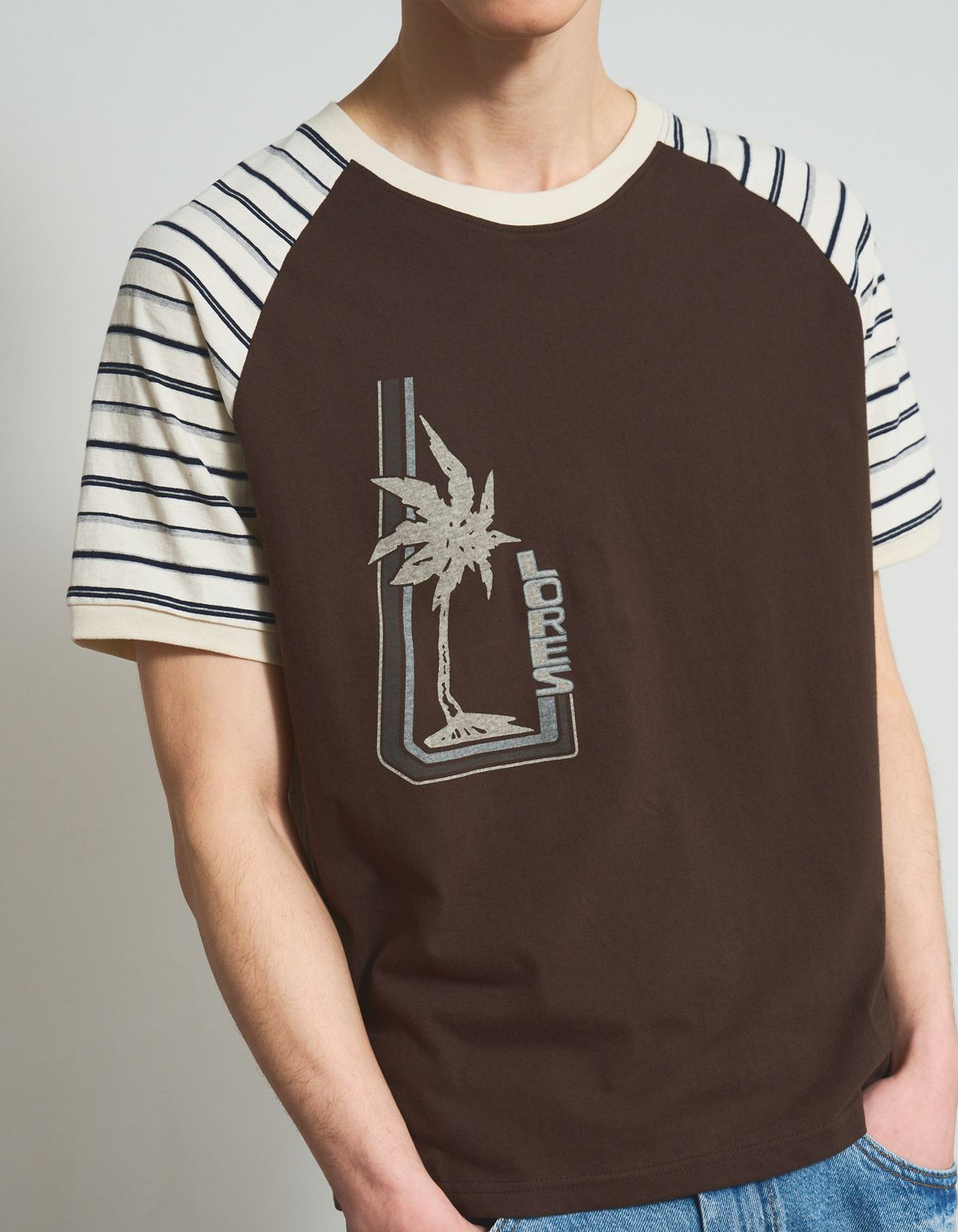 로어즈(LORES) Raglan Paneled Tee - Brown