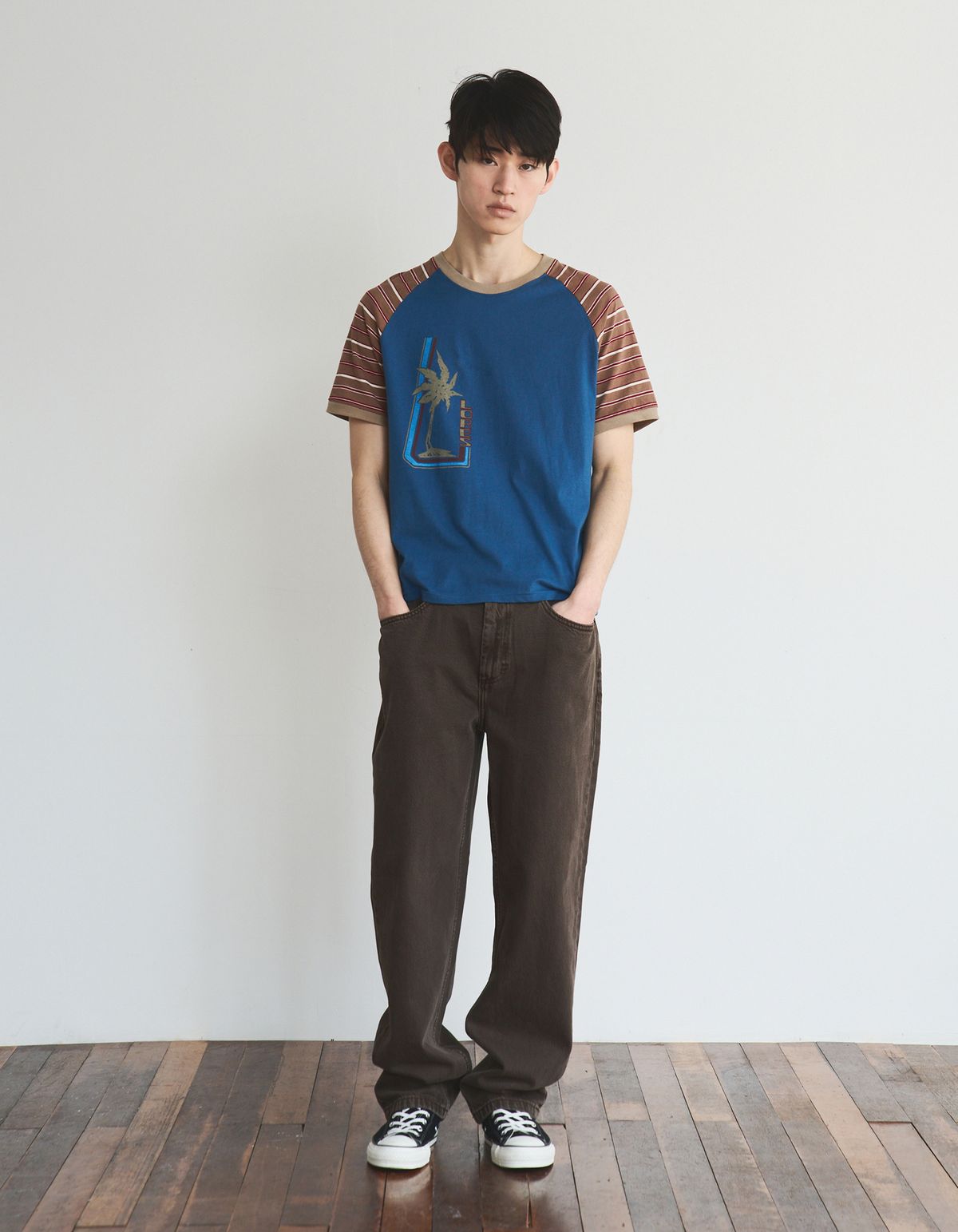 로어즈(LORES) Raglan Paneled Tee - Blue