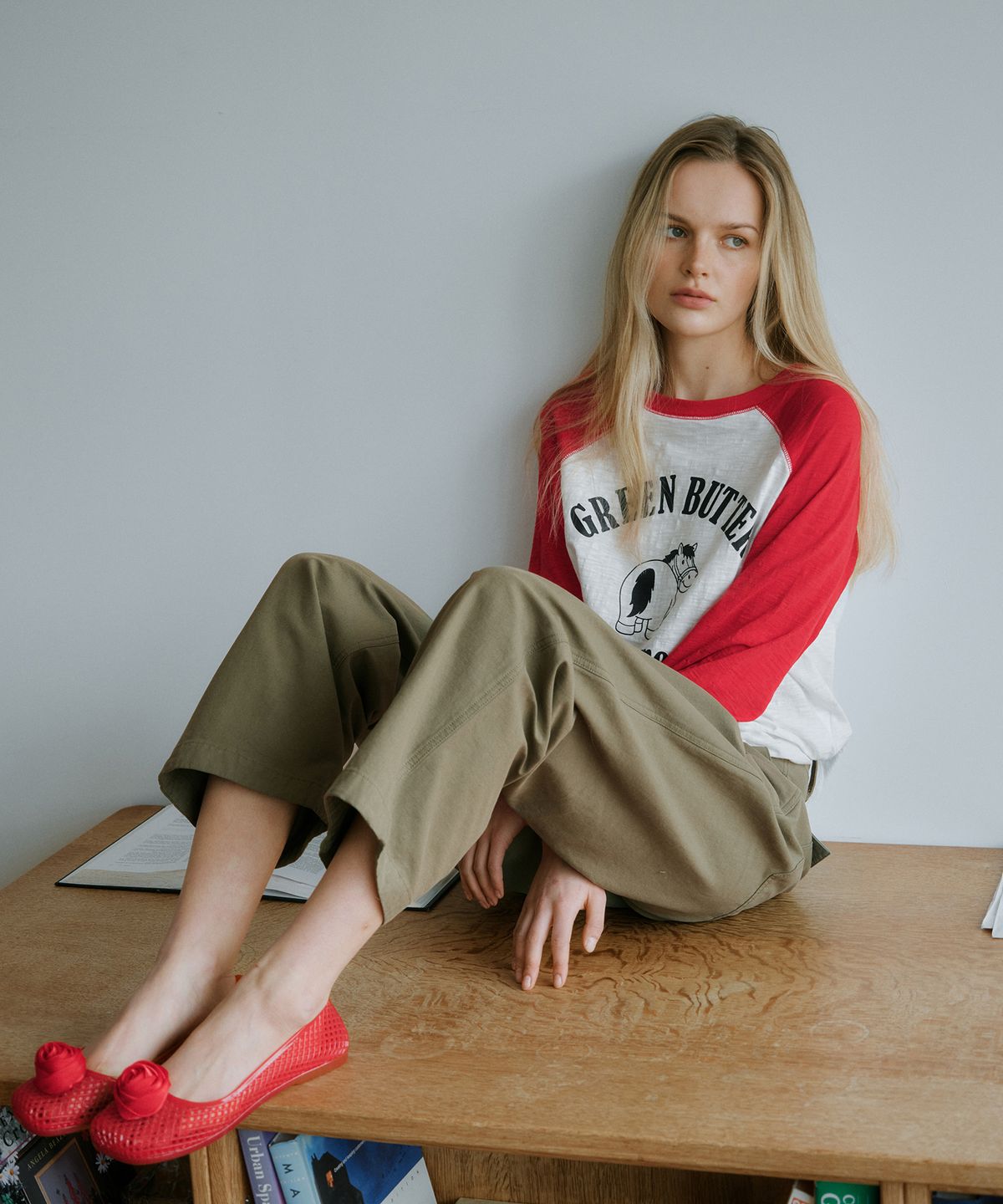 그린버터(GREENBUTTER) Slub Raglan Tee (Red)