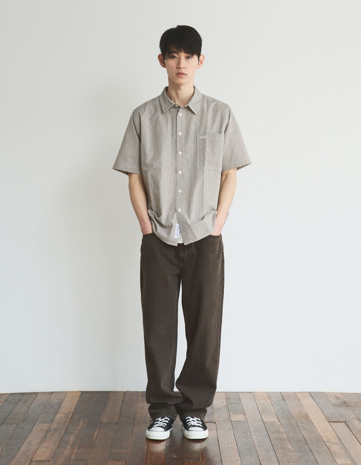 로어즈(LORES) Paneled S/S Shirts - Navy