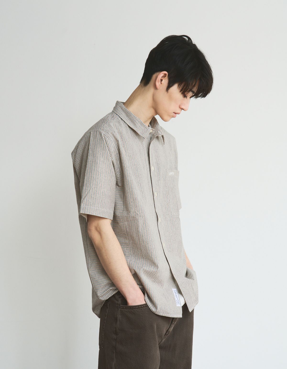 로어즈(LORES) Paneled S/S Shirts - Navy