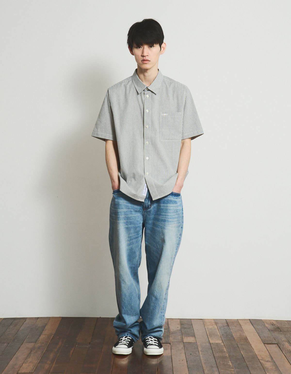 로어즈(LORES) Paneled S/S Shirts - Green