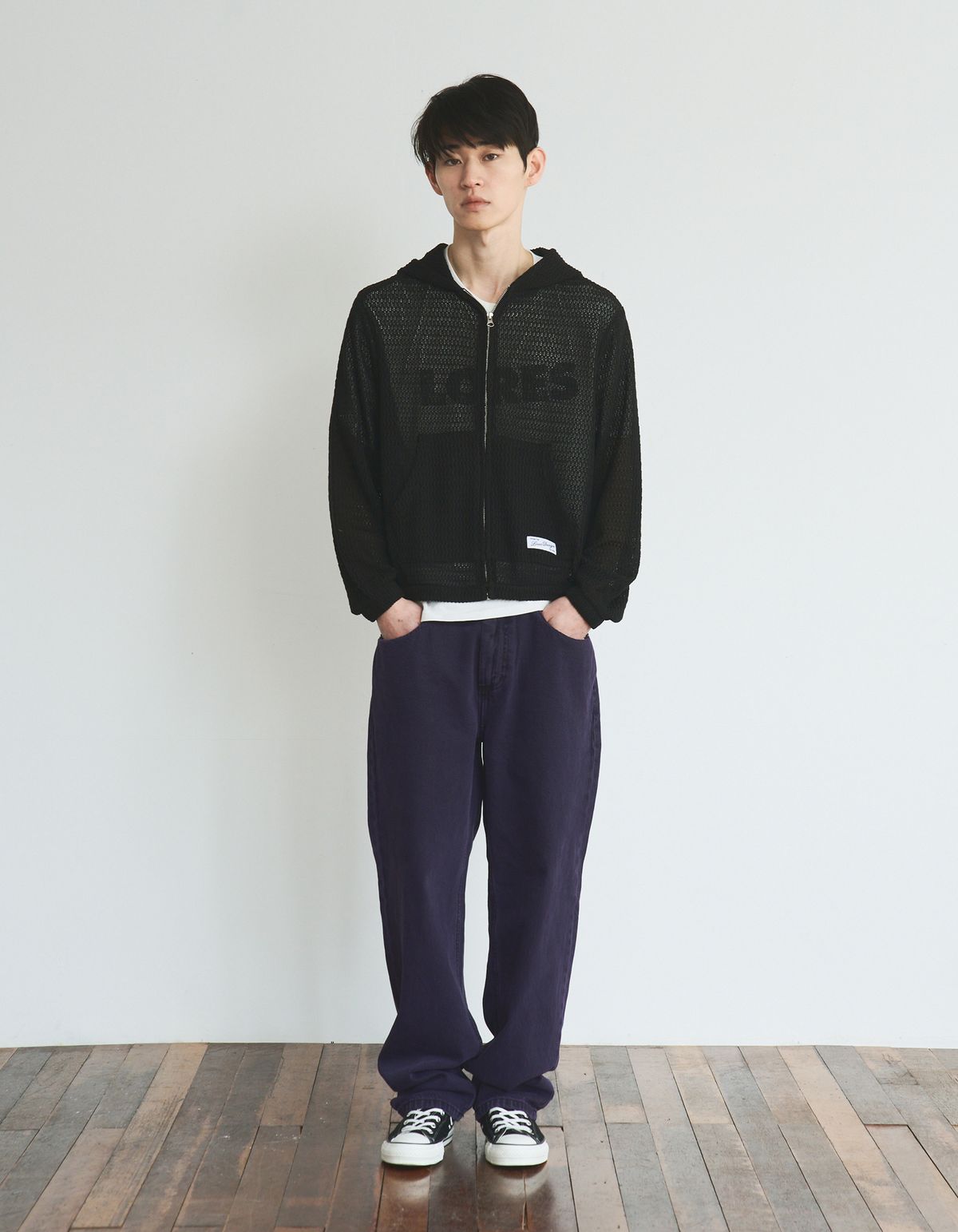 로어즈(LORES) Mesh Zip Hoodie - Black