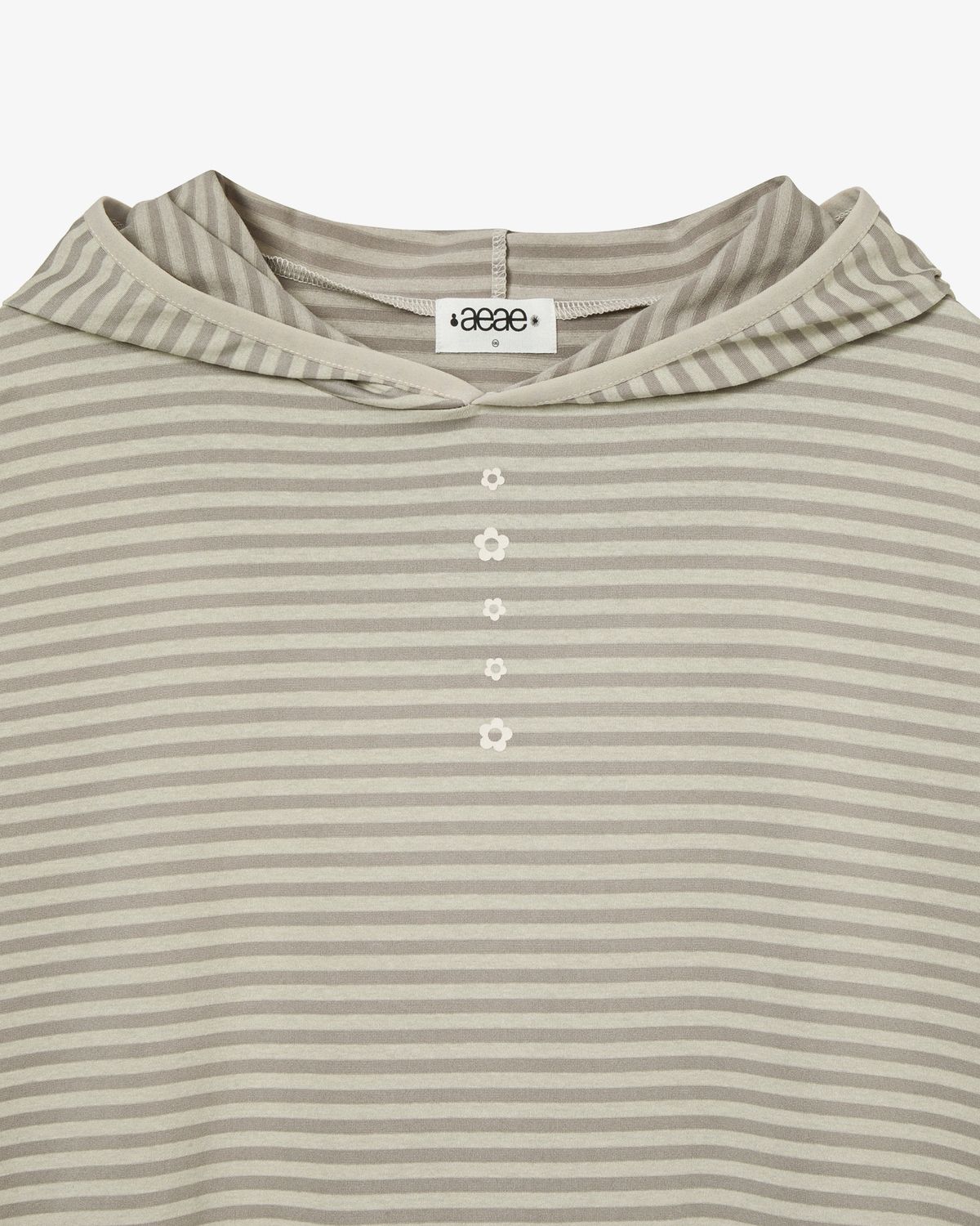 에이이에이이(AEAE) STRIPE HALF SLEEVE HOODIE [BEIGE]