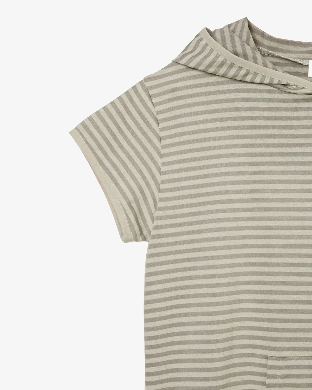 에이이에이이(AEAE) STRIPE HALF SLEEVE HOODIE [BEIGE]