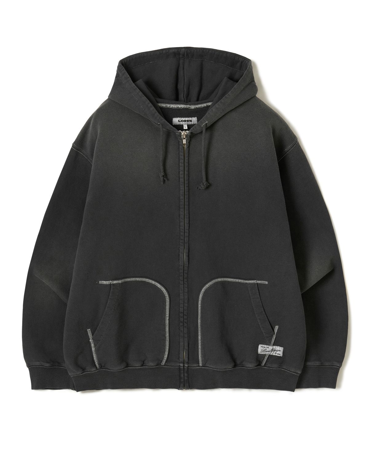 로어즈(LORES) Aged Zip Hoodie - Charcoal