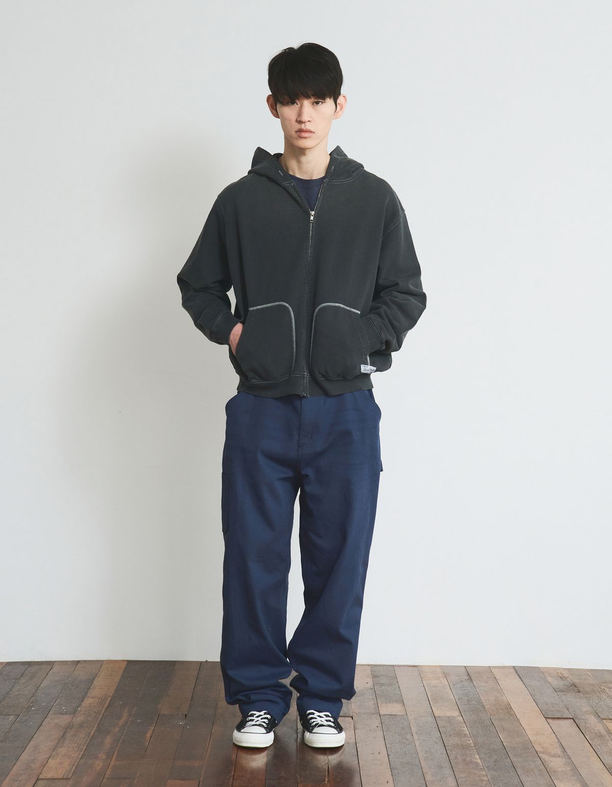 로어즈(LORES) Aged Zip Hoodie - Charcoal