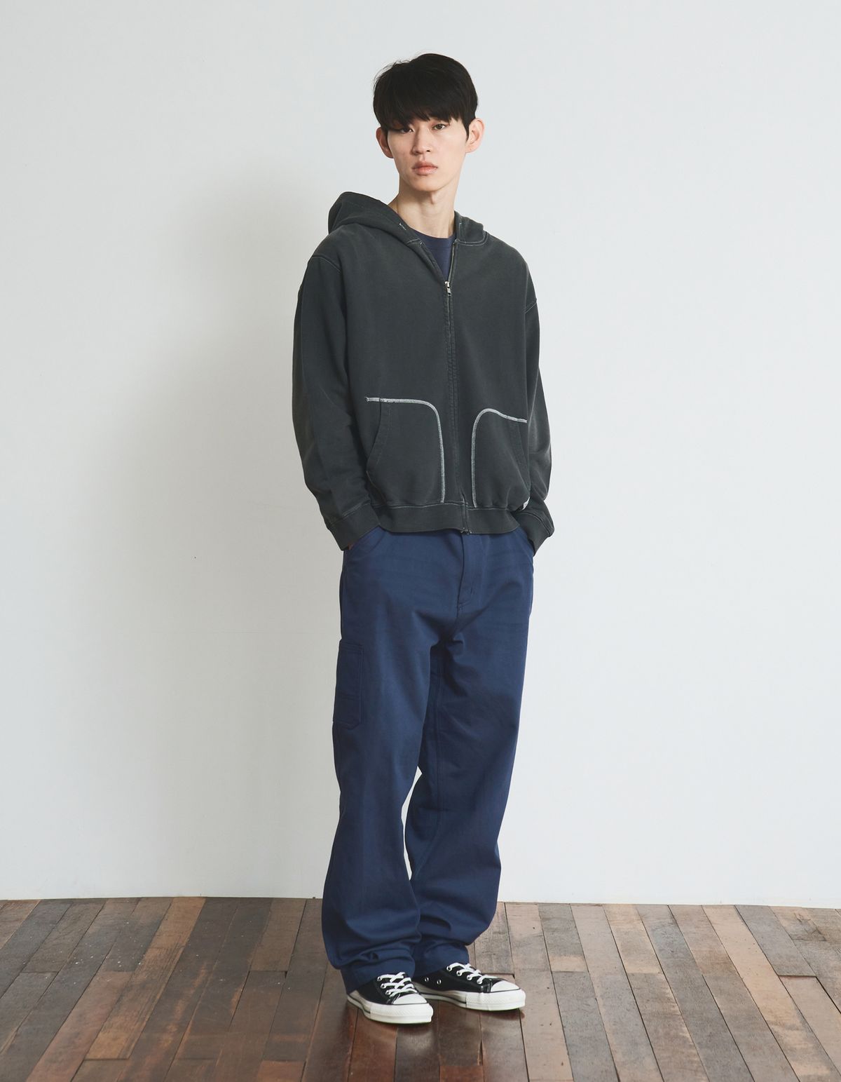 로어즈(LORES) Aged Zip Hoodie - Charcoal