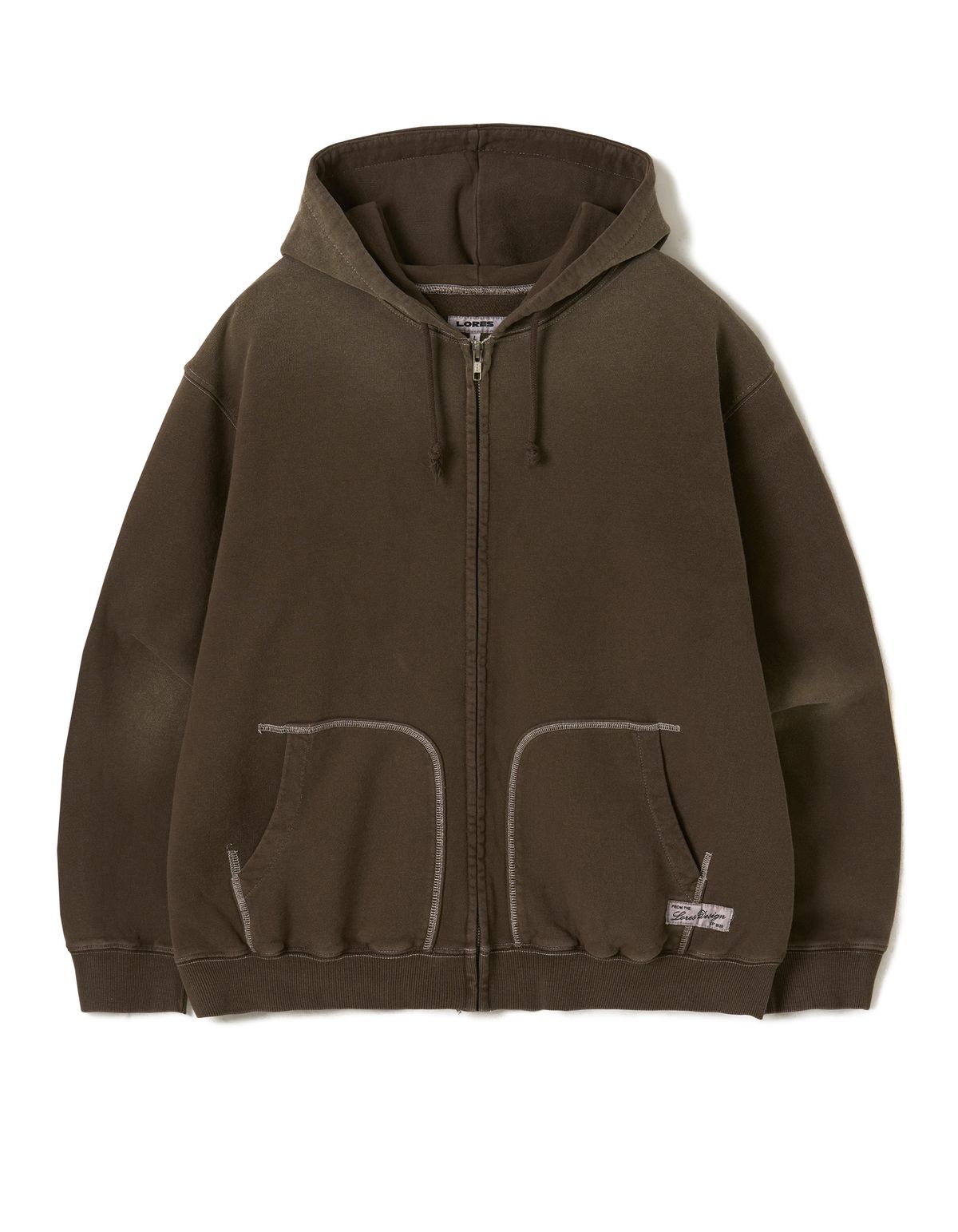 로어즈(LORES) Aged Zip Hoodie - Brown