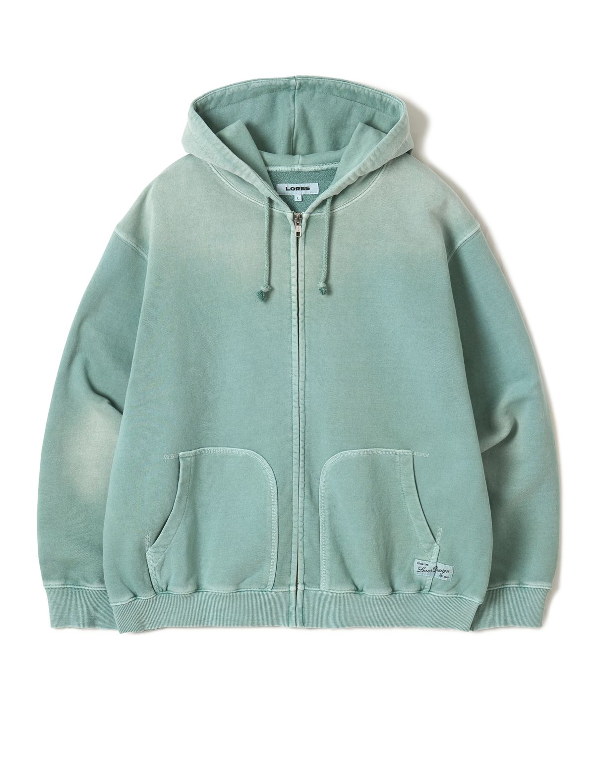 로어즈(LORES) Aged Zip Hoodie - Pale Green