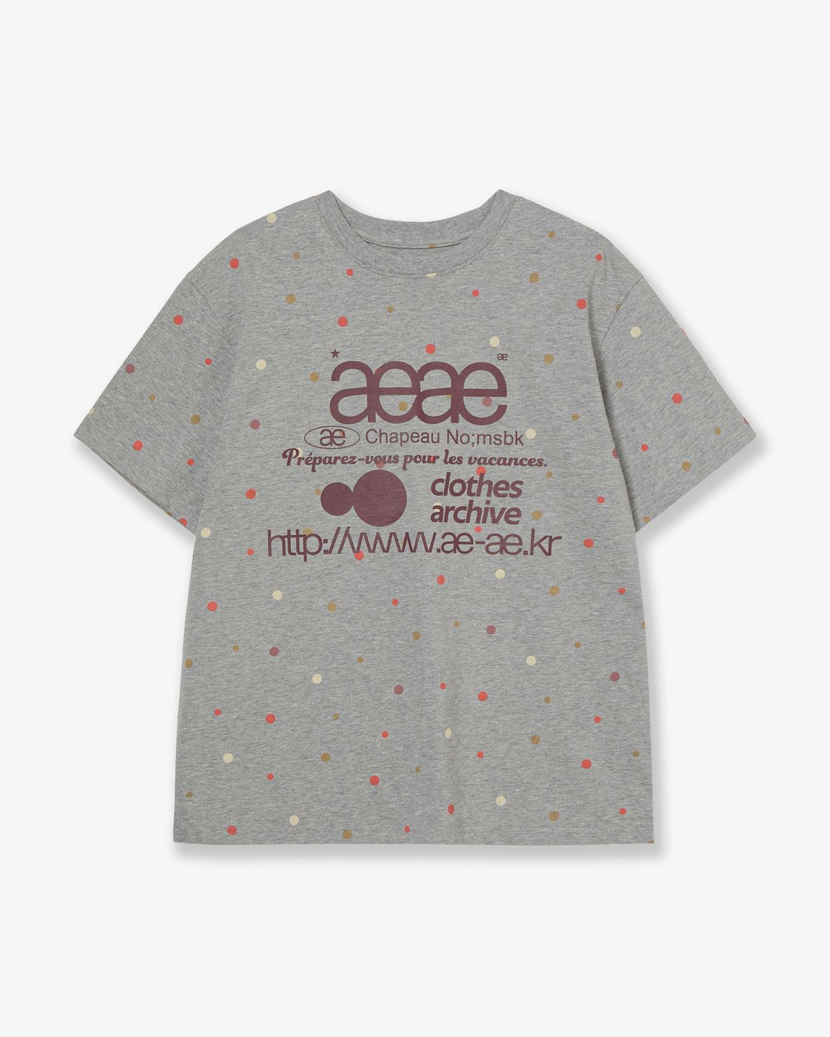 에이이에이이(AEAE) WEB LOGO COLOR DOT T-SHIRTS [MELANGE GREY]