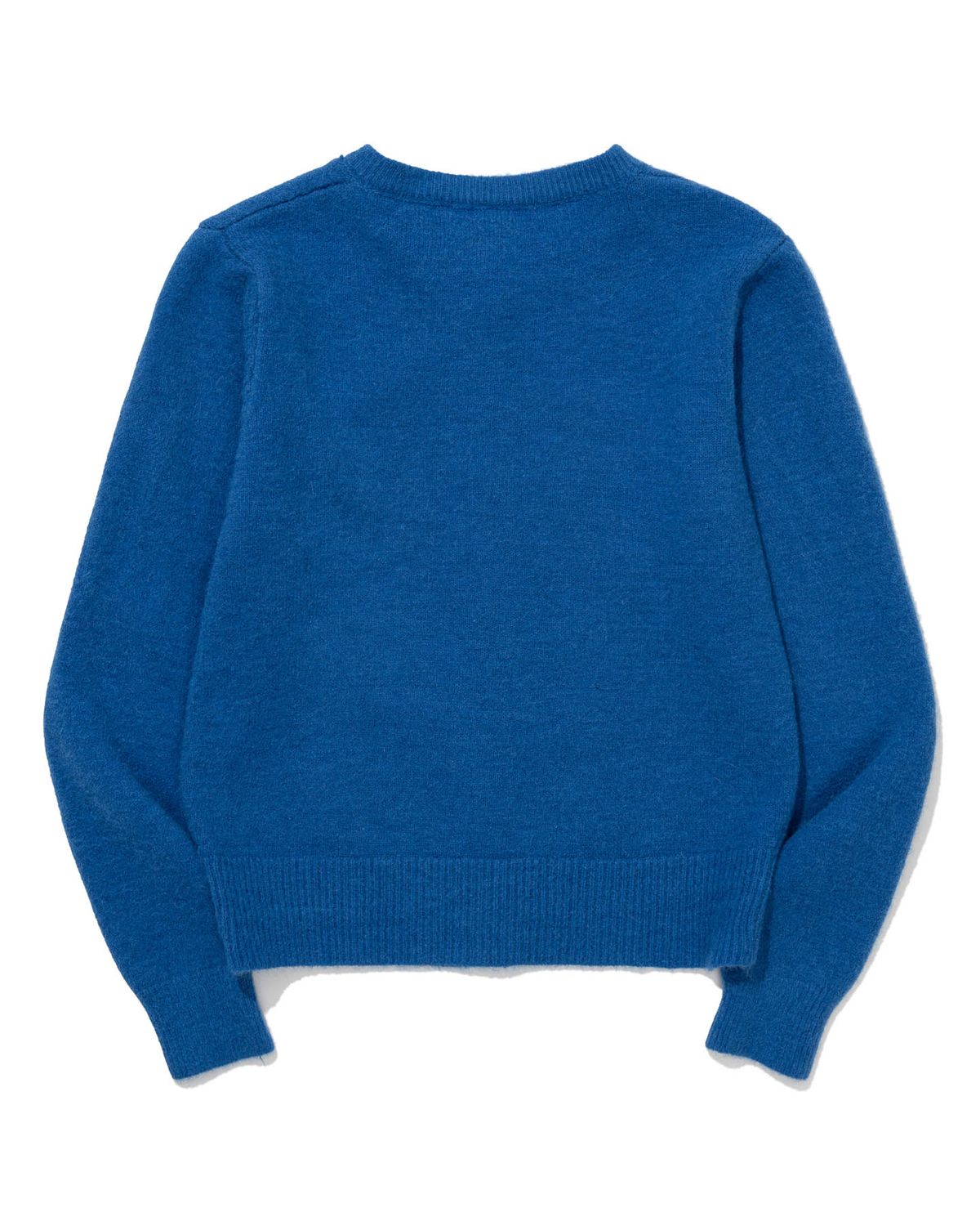모아(MOAA) Gold Button Round-Neck Knit Cardigan (BLUE)