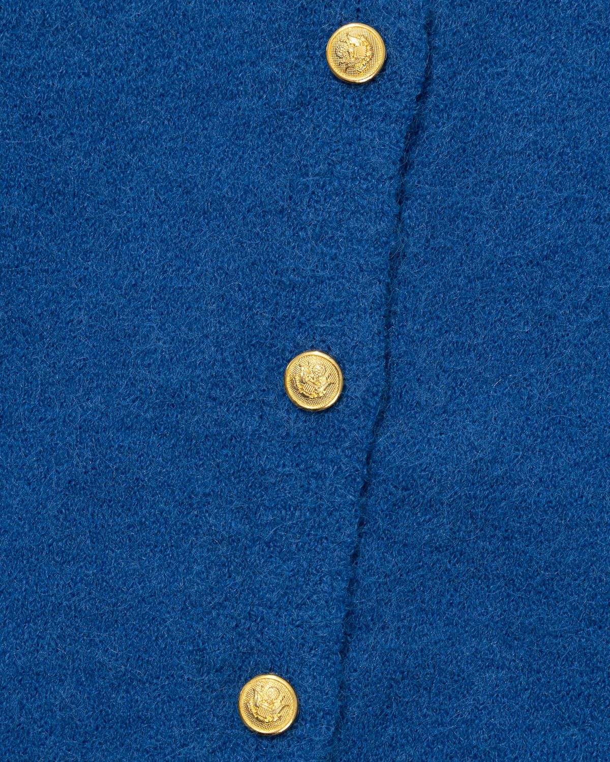 모아(MOAA) Gold Button Round-Neck Knit Cardigan (BLUE)