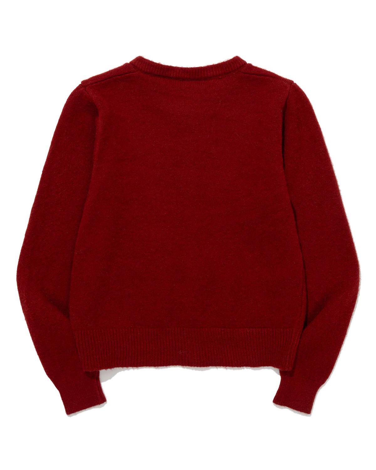 모아(MOAA) Gold Button Round-Neck Knit Cardigan (RED)