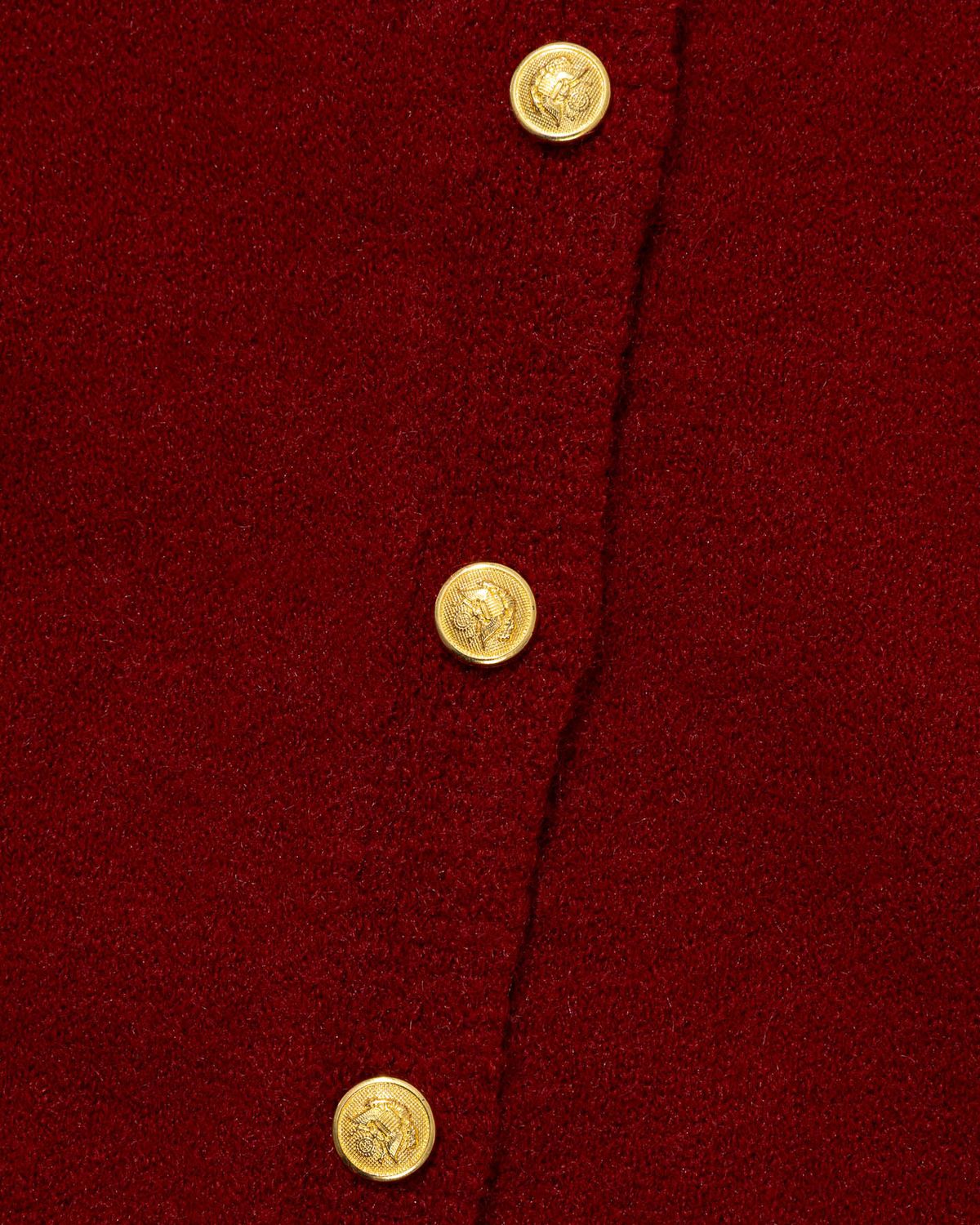 모아(MOAA) Gold Button Round-Neck Knit Cardigan (RED)