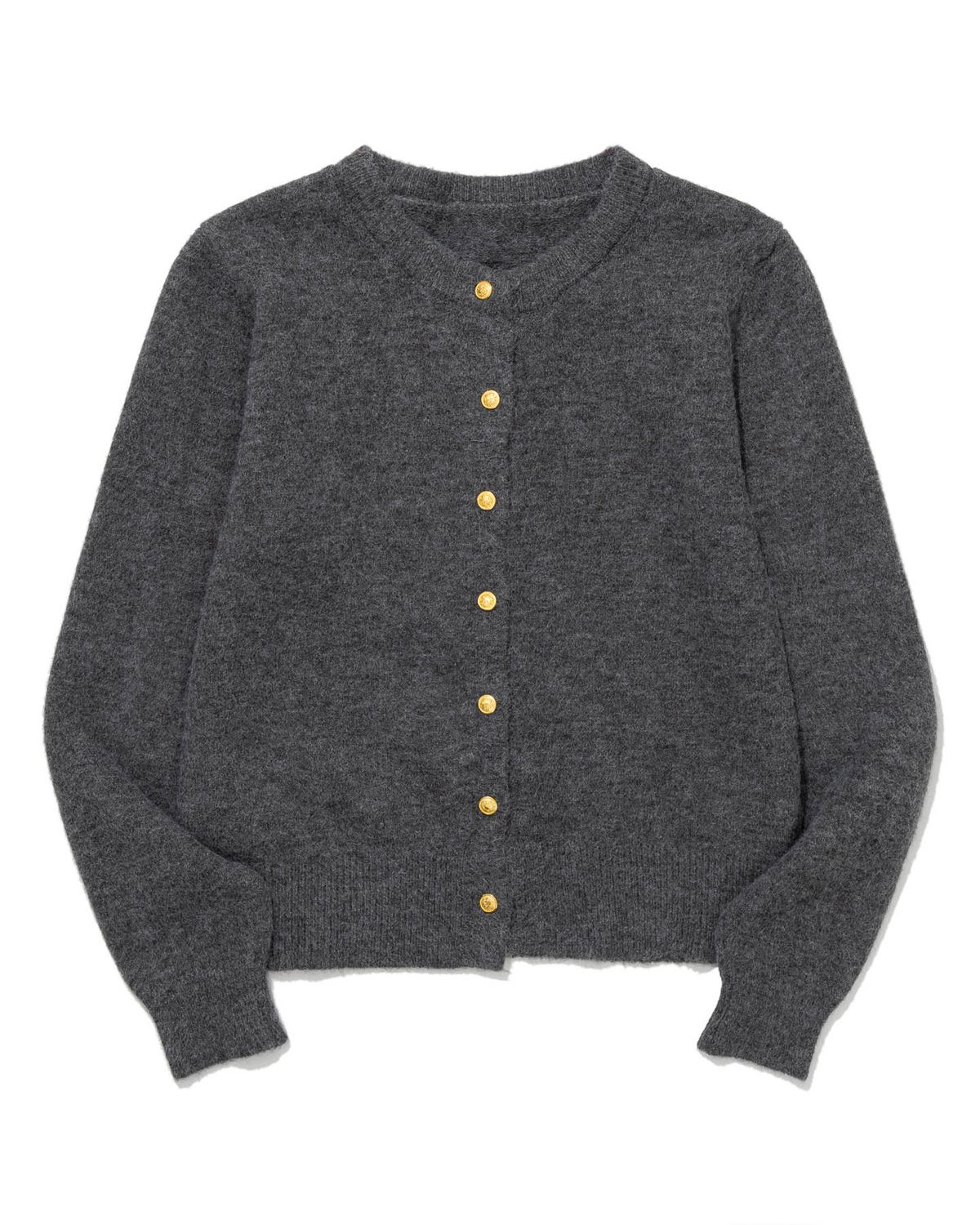 모아(MOAA) Gold Button Round-Neck Knit Cardigan (RED)