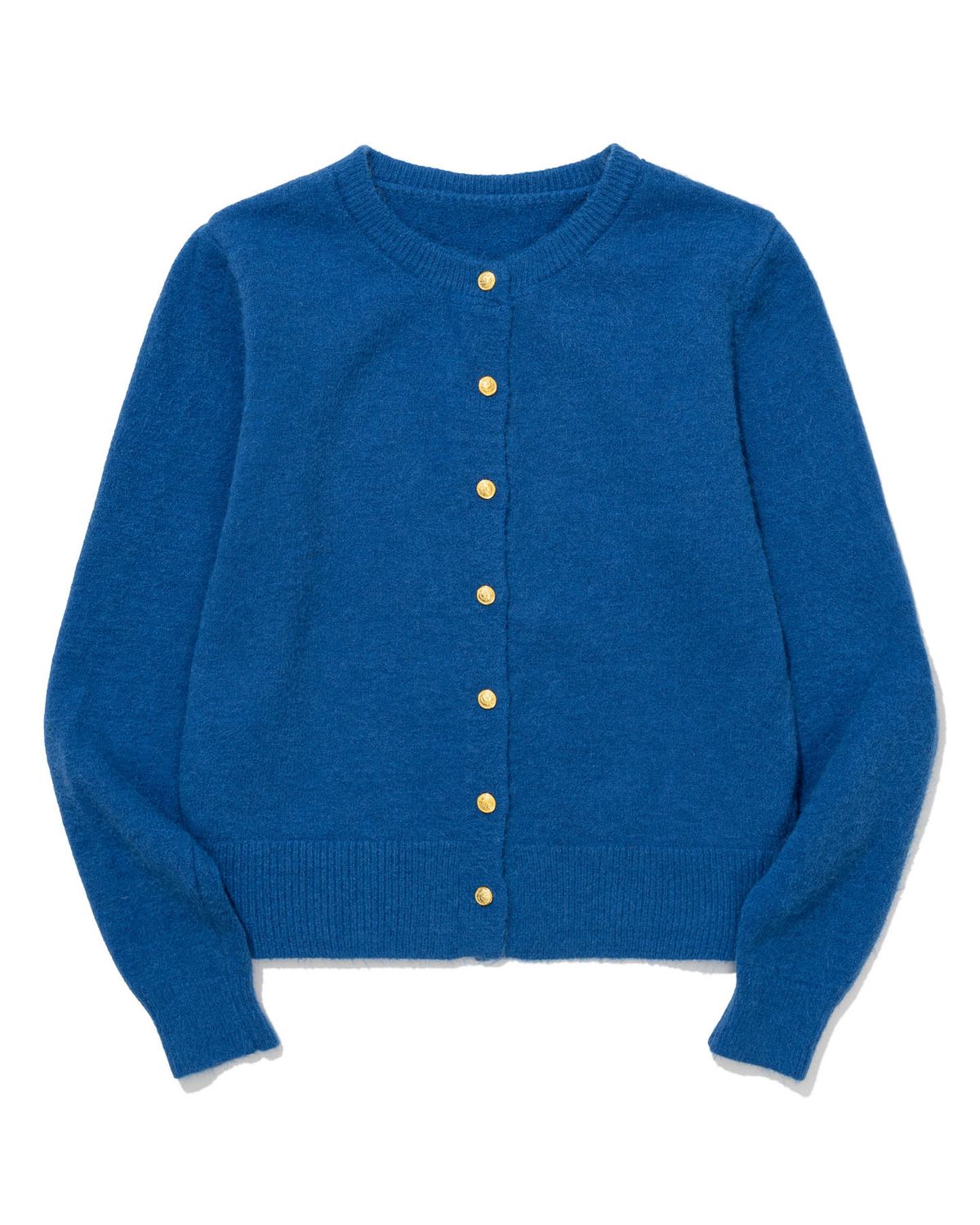 모아(MOAA) Gold Button Round-Neck Knit Cardigan (RED)