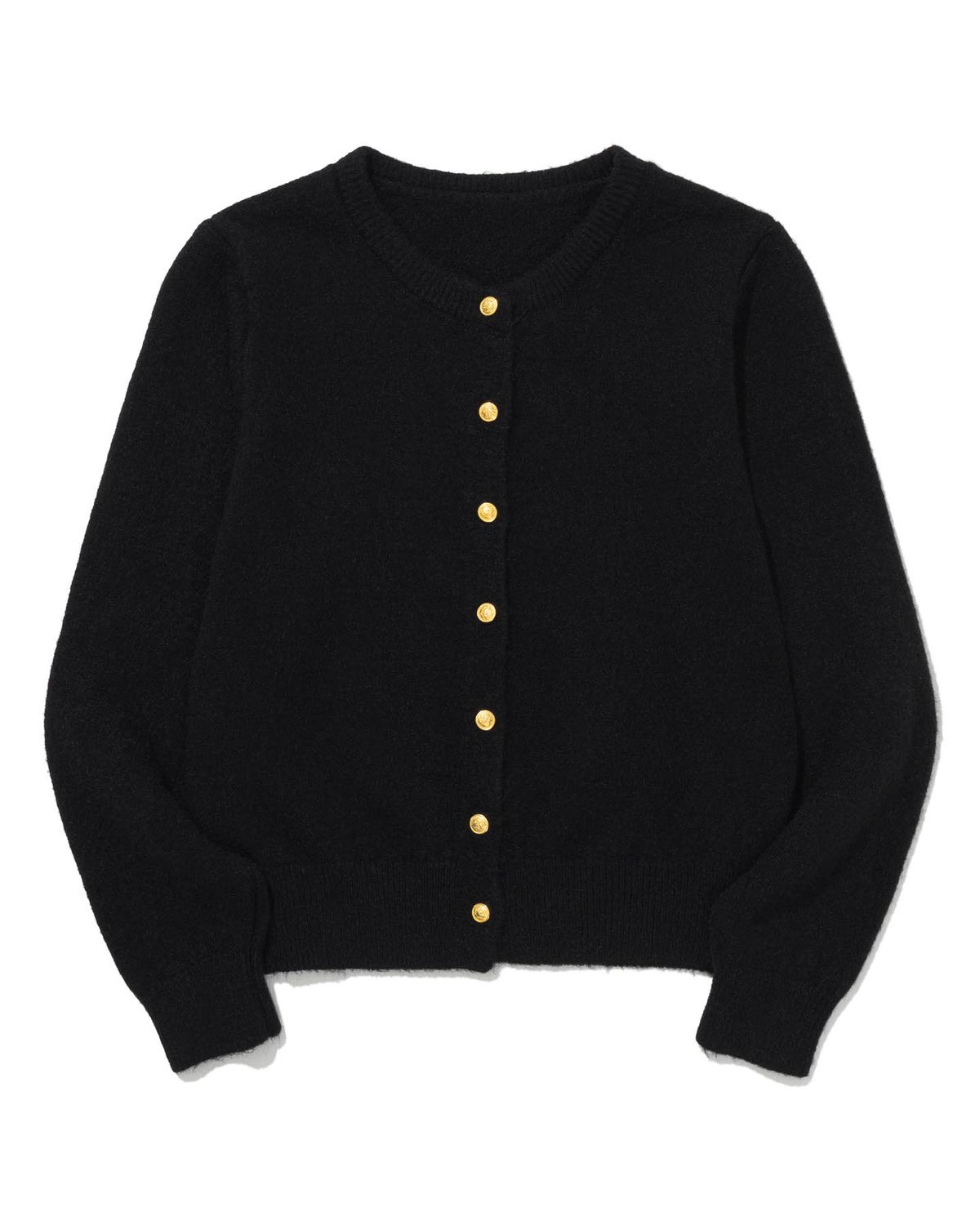 모아(MOAA) Gold Button Round-Neck Knit Cardigan (RED)