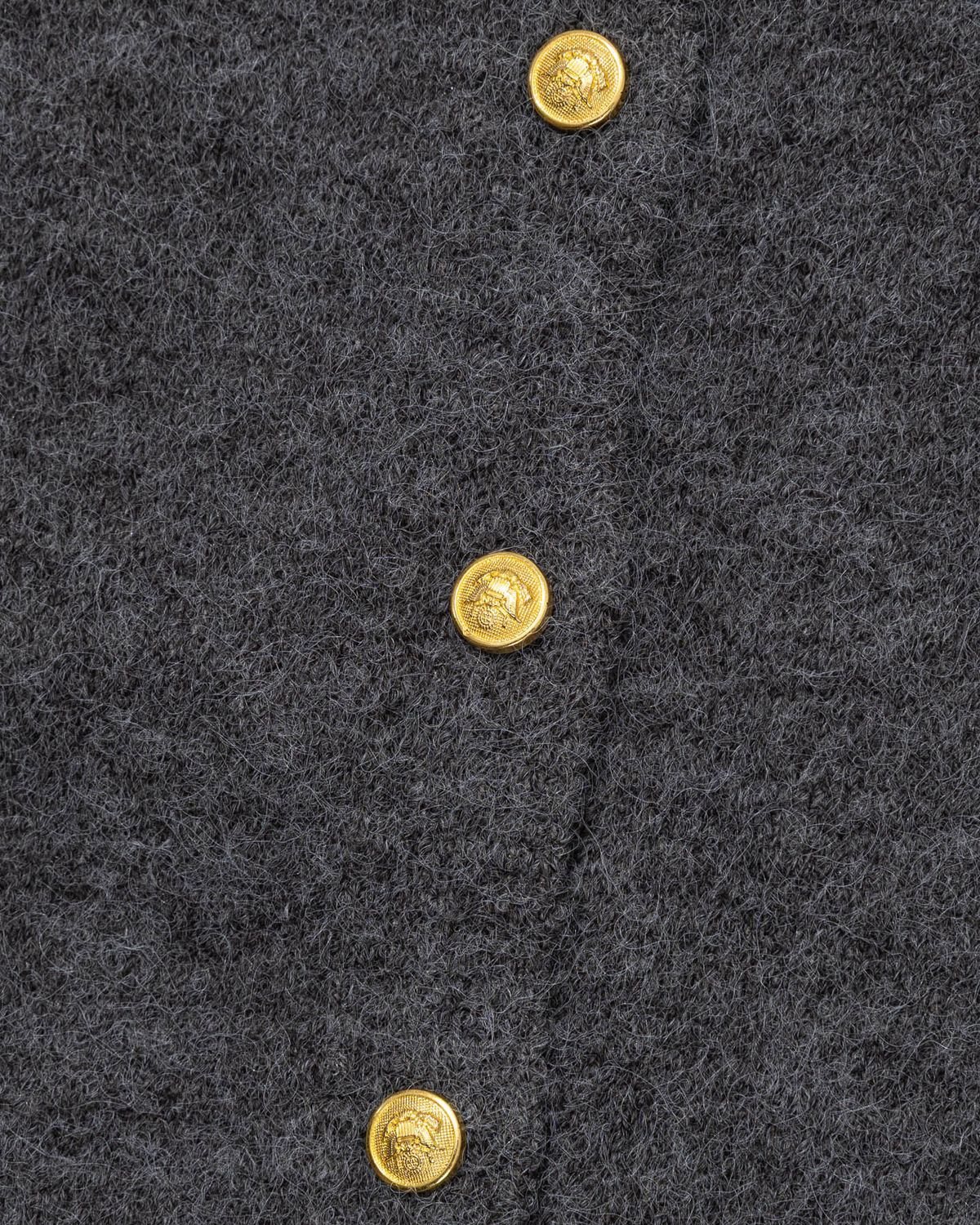 모아(MOAA) Gold Button Round-Neck Knit Cardigan (CHARCOAL)