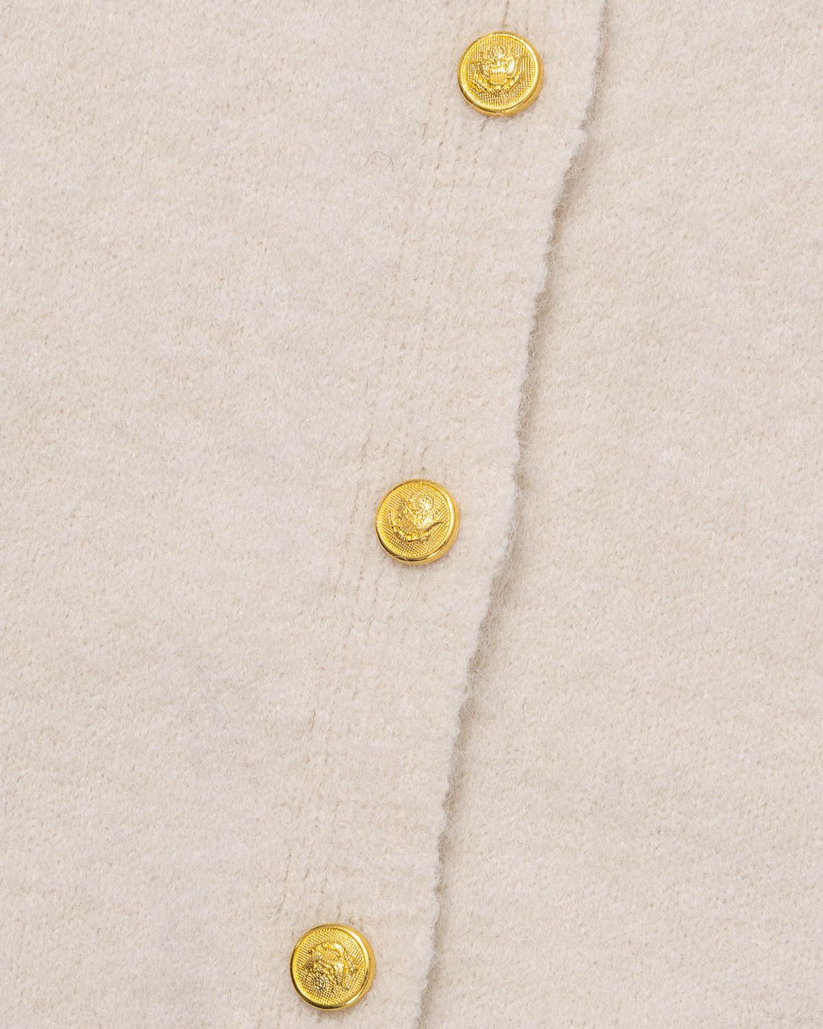 모아(MOAA) Gold Button Round-Neck Knit Cardigan (IVORY)