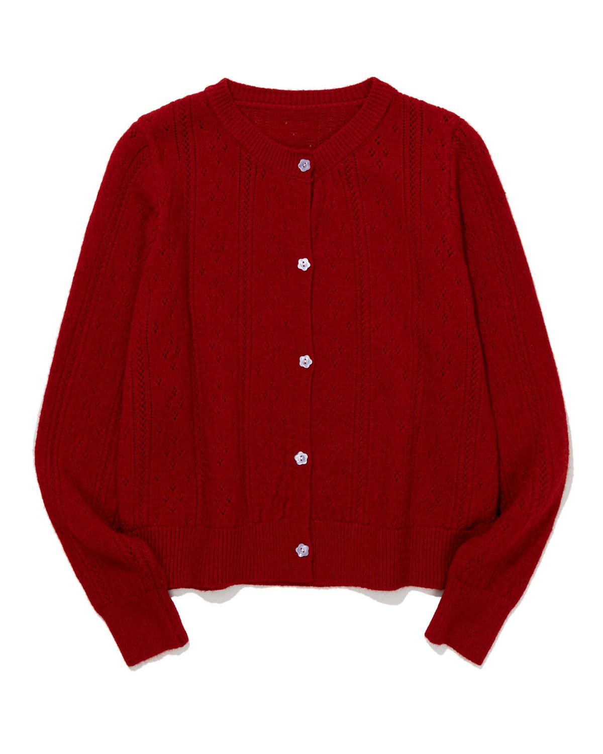 모아(MOAA) Punching Cardigan & Chiffon Bustier Set (RED)