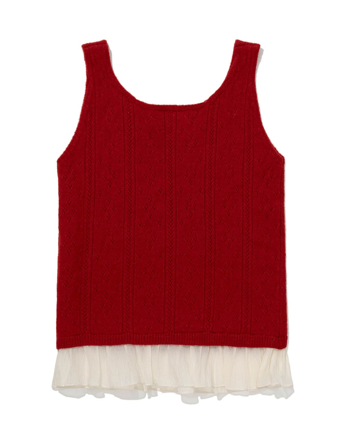모아(MOAA) Punching Cardigan & Chiffon Bustier Set (RED)