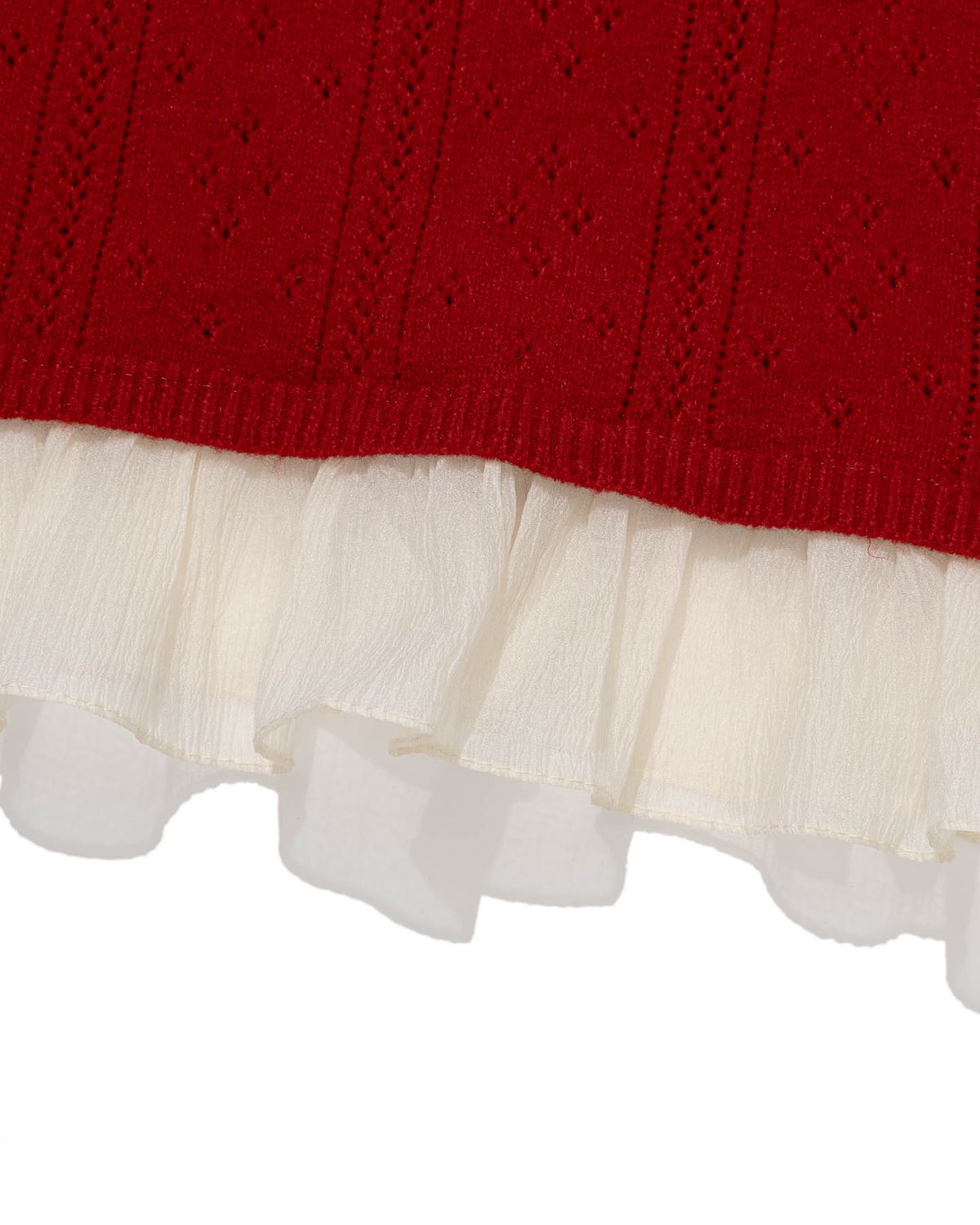 모아(MOAA) Punching Cardigan & Chiffon Bustier Set (RED)