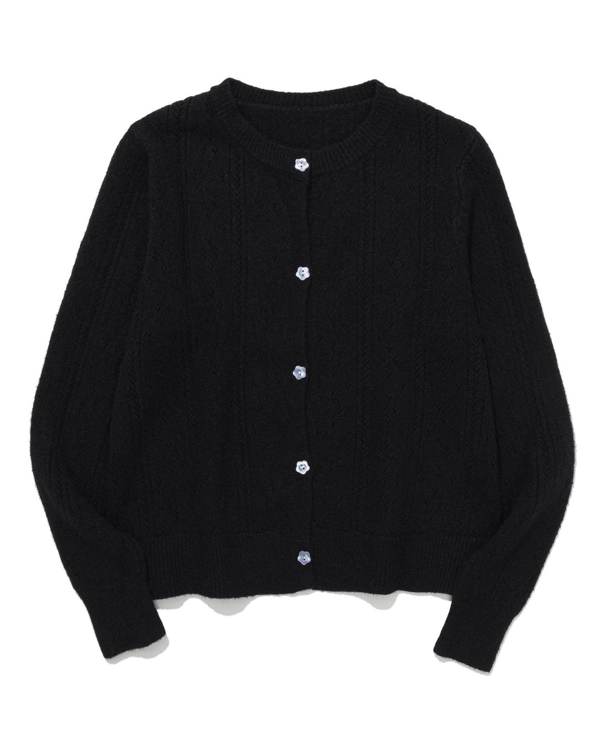 모아(MOAA) Punching Cardigan & Chiffon Bustier Set (BLACK)