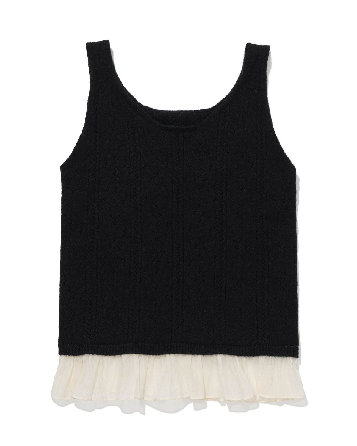 모아(MOAA) Punching Cardigan & Chiffon Bustier Set (BLACK)