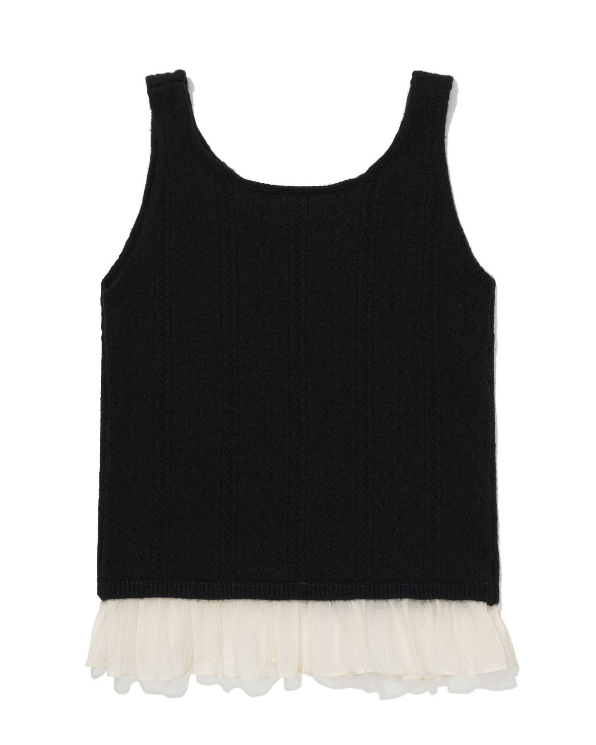 모아(MOAA) Punching Cardigan & Chiffon Bustier Set (BLACK)