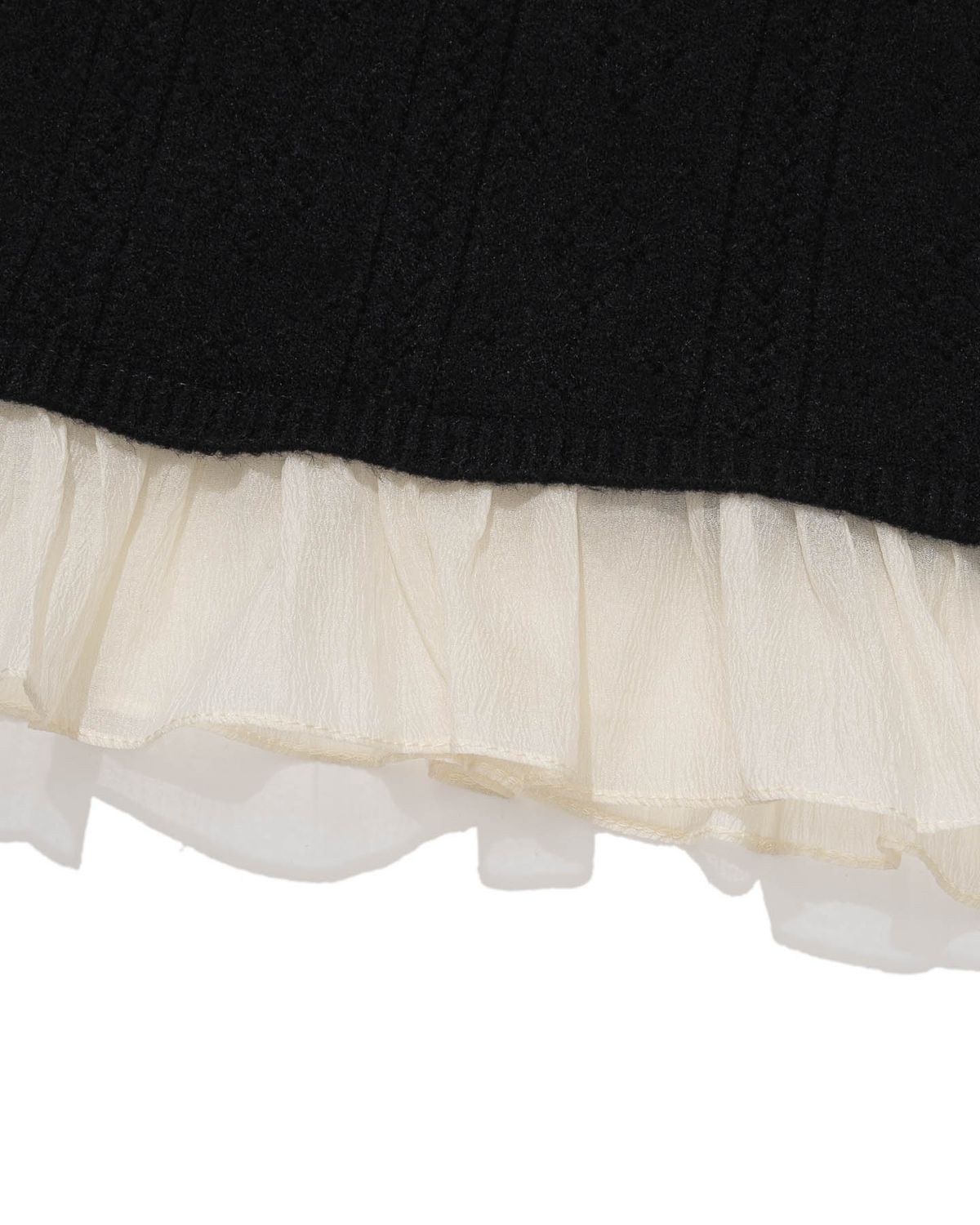 모아(MOAA) Punching Cardigan & Chiffon Bustier Set (BLACK)
