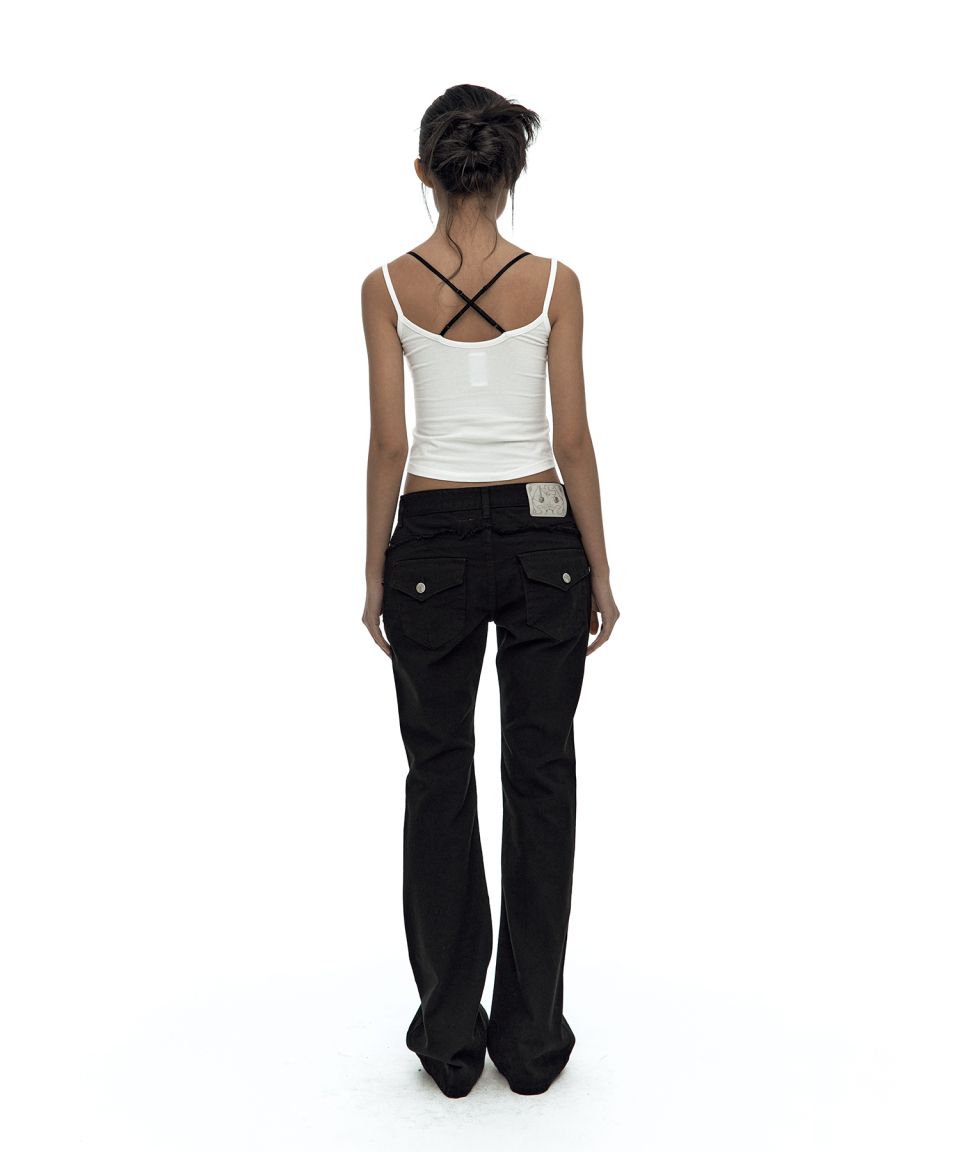 MUSINSA | KASHIKO Side Zipper Boots-cut Jeans Black