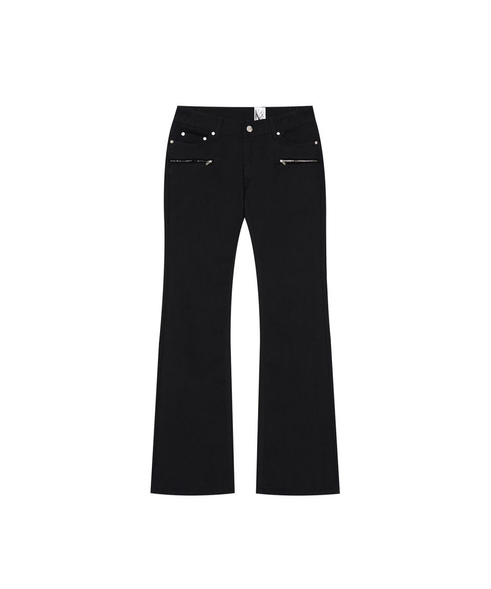 MUSINSA | KASHIKO Side Zipper Boots-cut Jeans Black