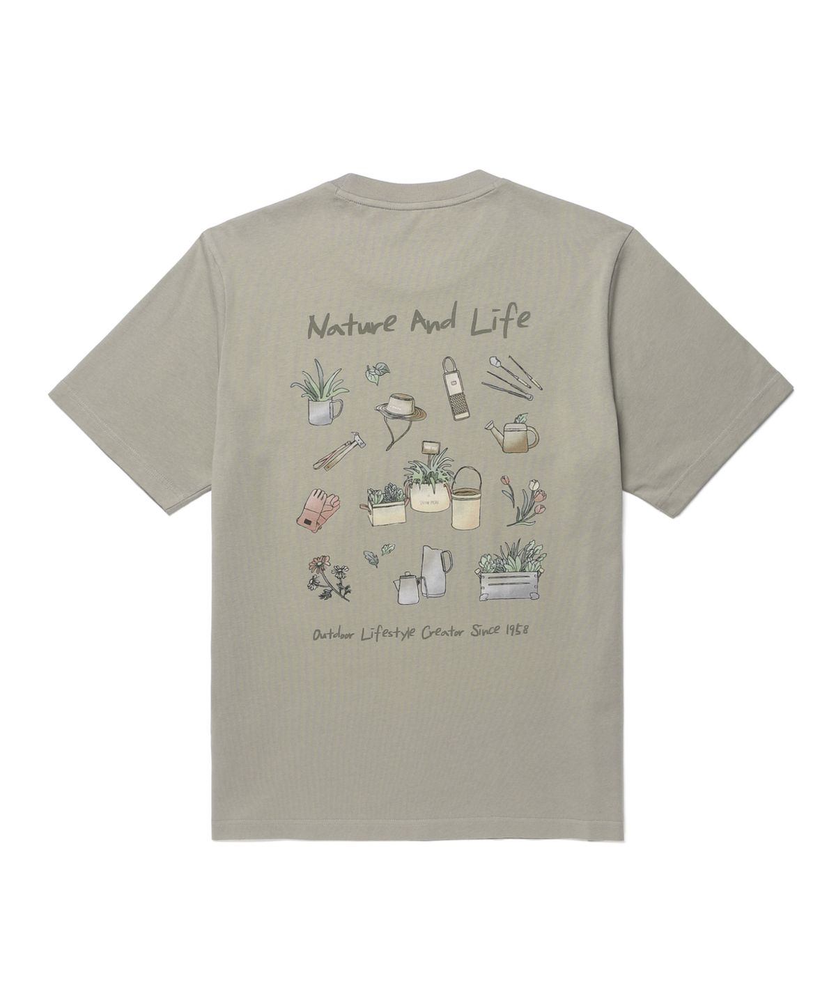 스노우피크 어패럴(SNOWPEAK APPAREL) 코튼 네이처 그래픽 반팔 티셔츠 (S26MUFTS64) Khaki Gray