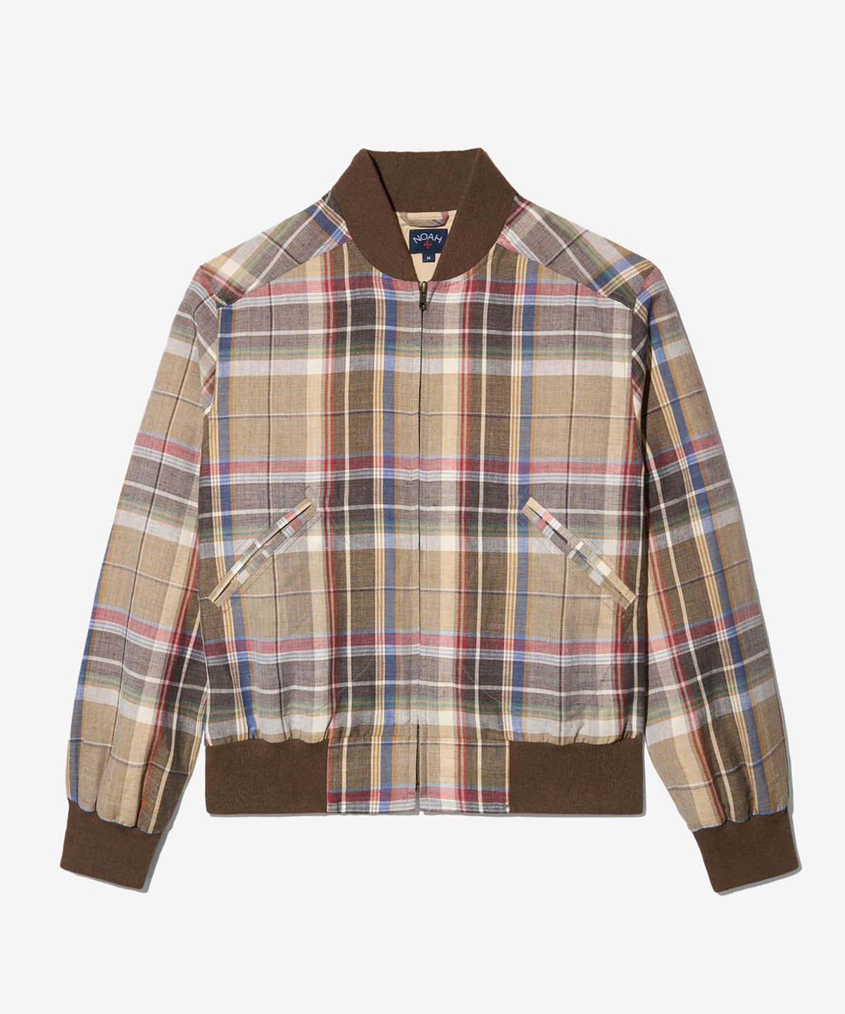 노아(NOAH) (U) 린넨 바시티 자켓 브라운 플레이드 LINEN VARSITY JACKET BROWN PLAID