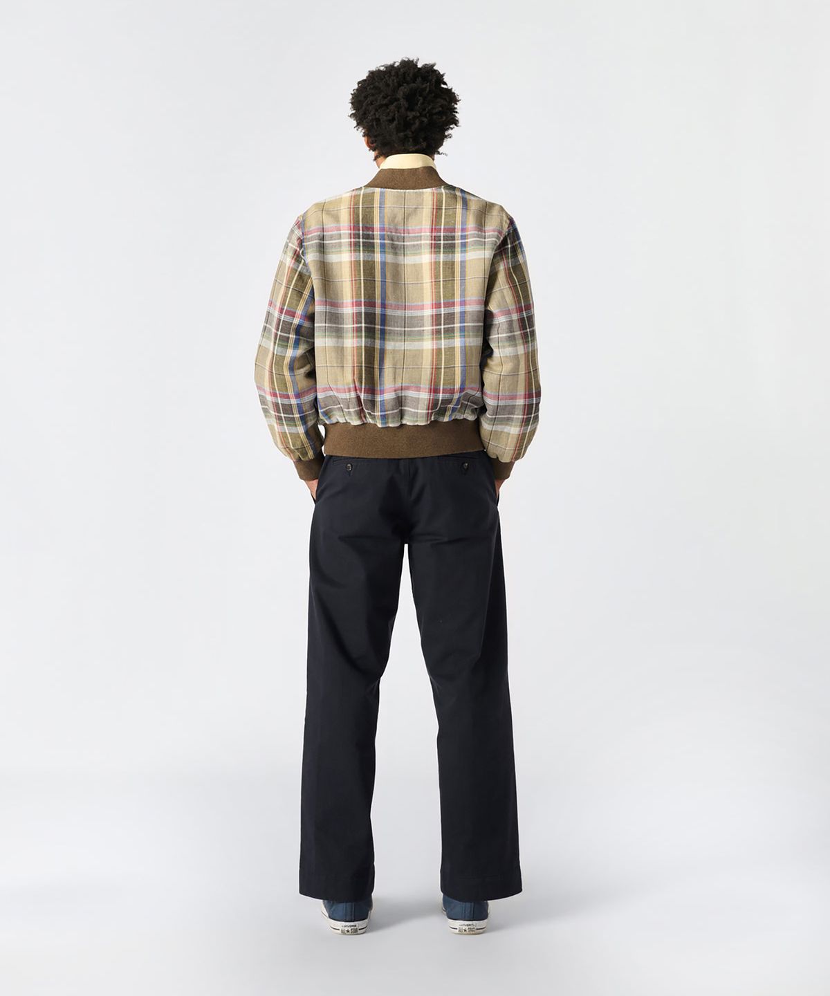 노아(NOAH) (U) 린넨 바시티 자켓 브라운 플레이드 LINEN VARSITY JACKET BROWN PLAID