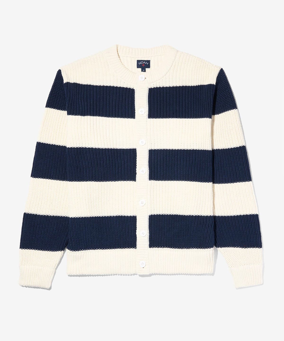 노아(NOAH) (U) 코튼 스웨터 카디건 화이트 네이비 COTTON SWEATER CARDIGAN WHITE/NAVY