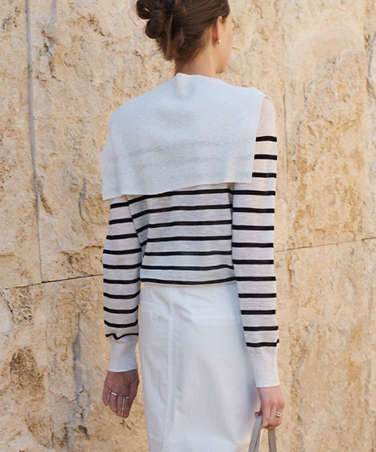 안젤로비안코(ANGELO BIANCO) Raye Stripe Knit Scarf Set