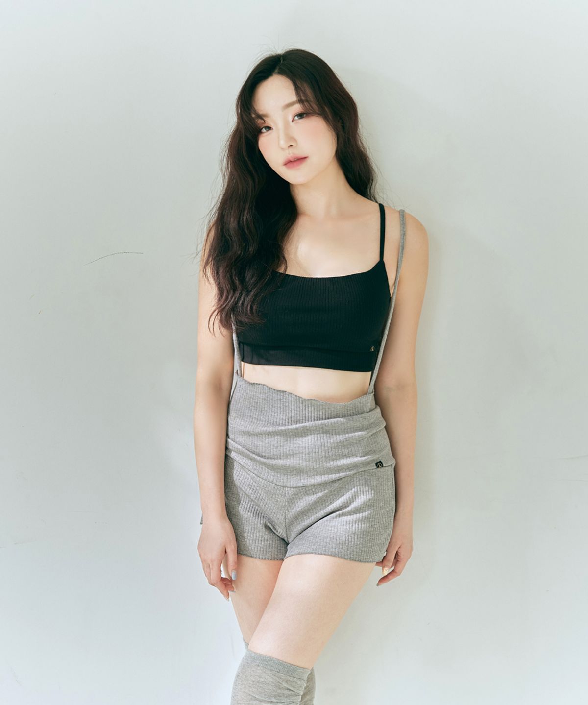 포리즈(PORRIZ) [데이지 웜업 팬츠_멜란지] 멀티스트랩 골지 커버업 쇼츠
