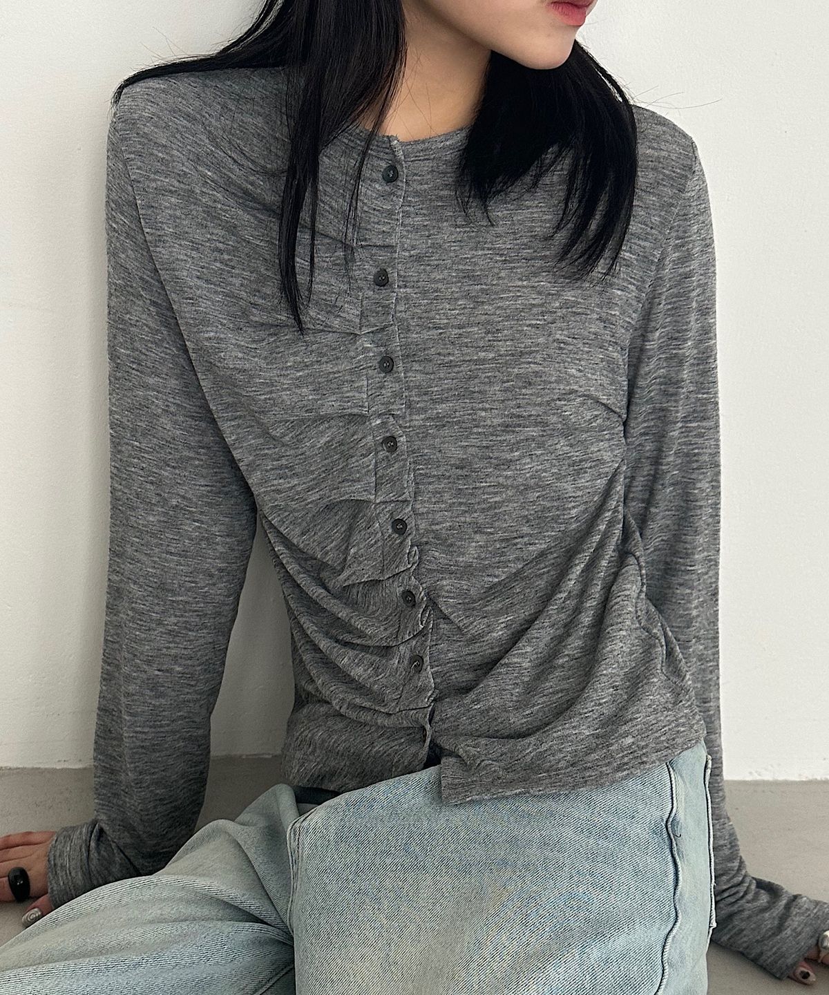 아포엠(APOEM) Drape Button Cardigan (3C)