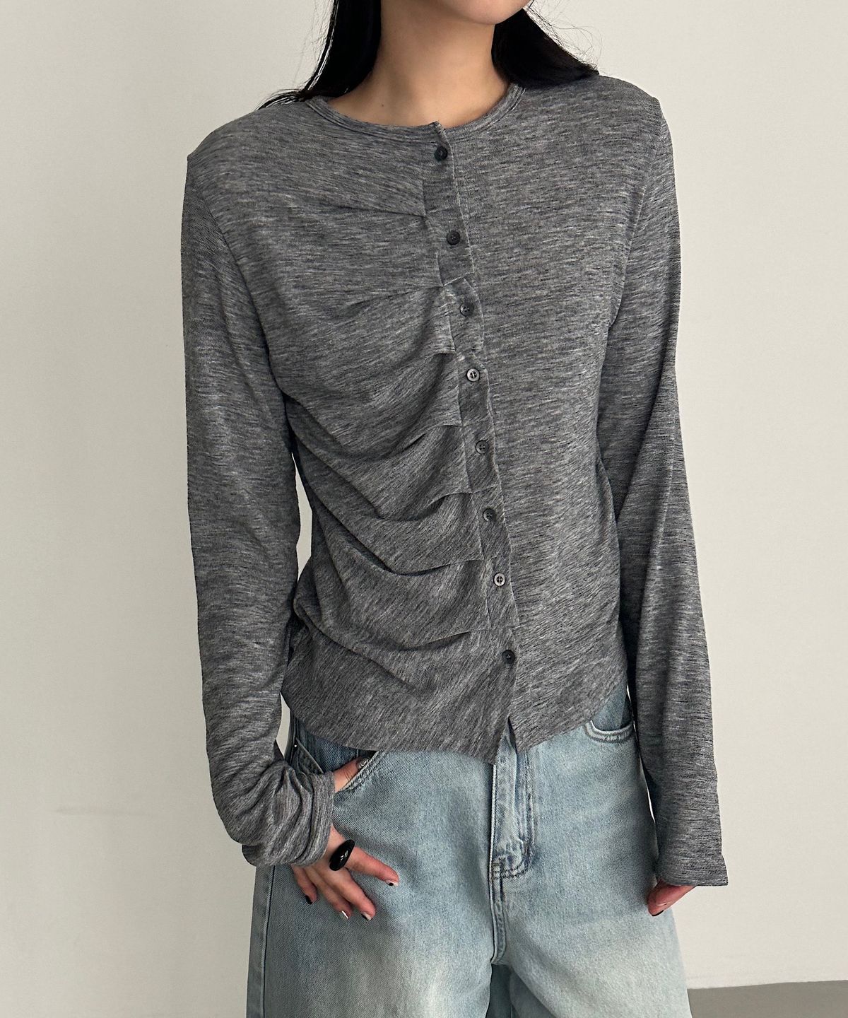 아포엠(APOEM) Drape Button Cardigan (3C)