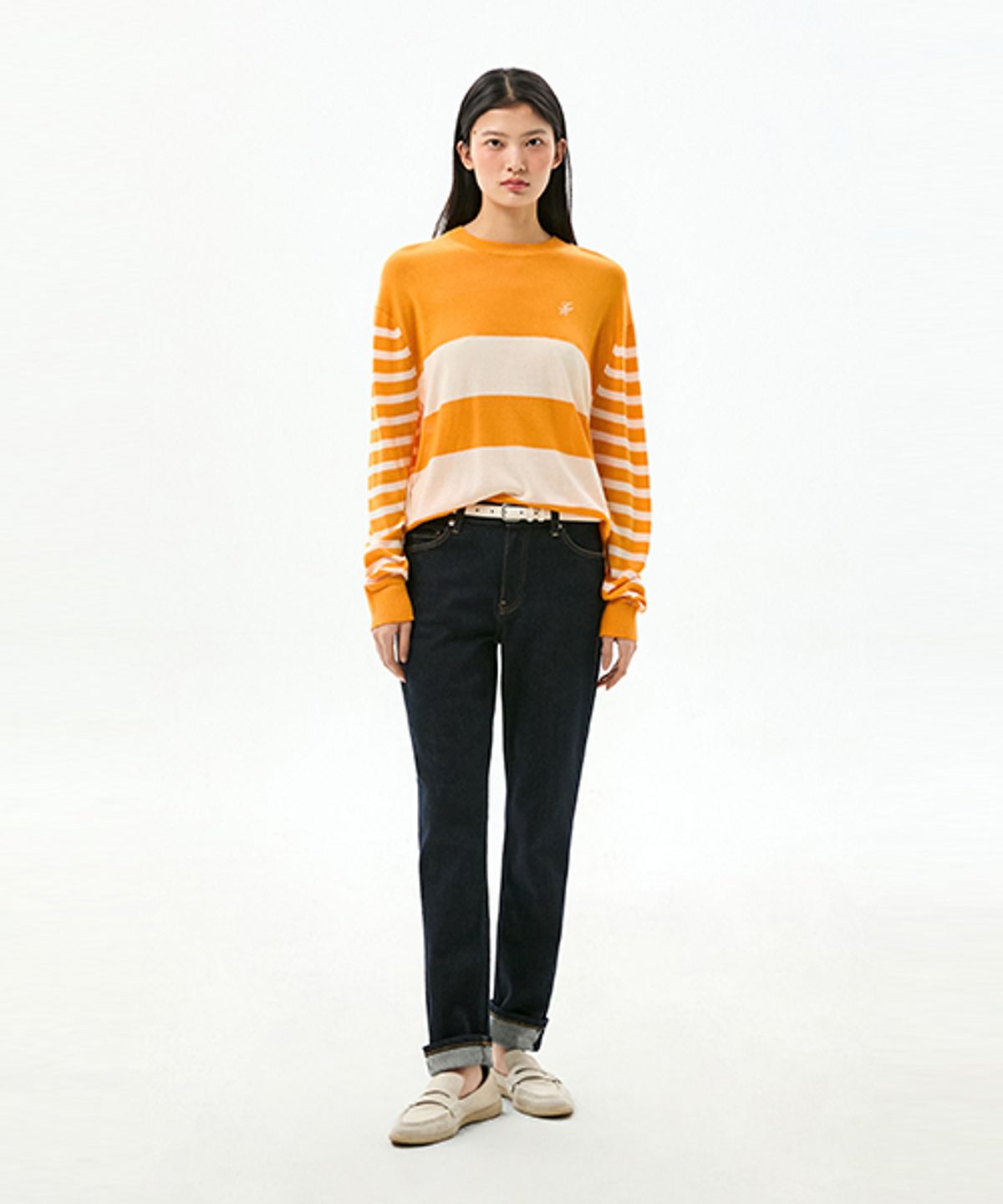 타미힐피거(TOMMY HILFIGER) 컬러 스트라이프 크루넥 스웨터 (T22G1KTO067WT10DQ)