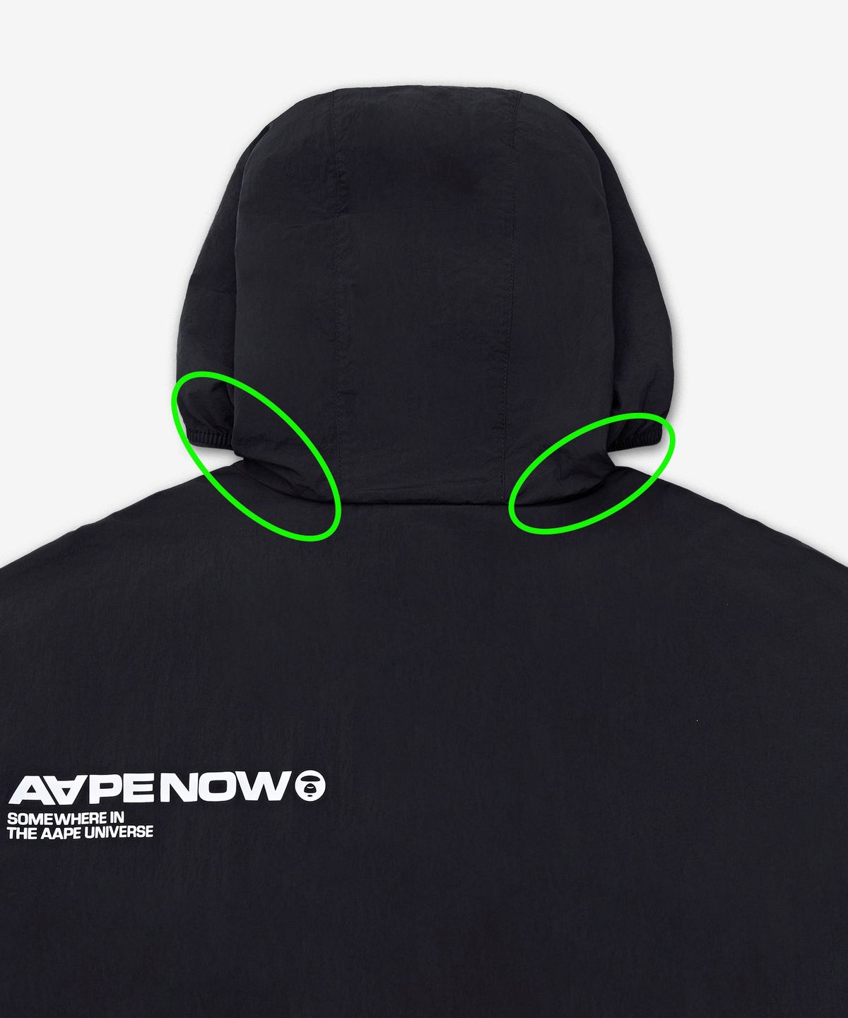 에이프(AAPE) AAPENOW 패커블 윈드브레이커 재킷 - 블랙 / AAPLJM7770XXQBKX