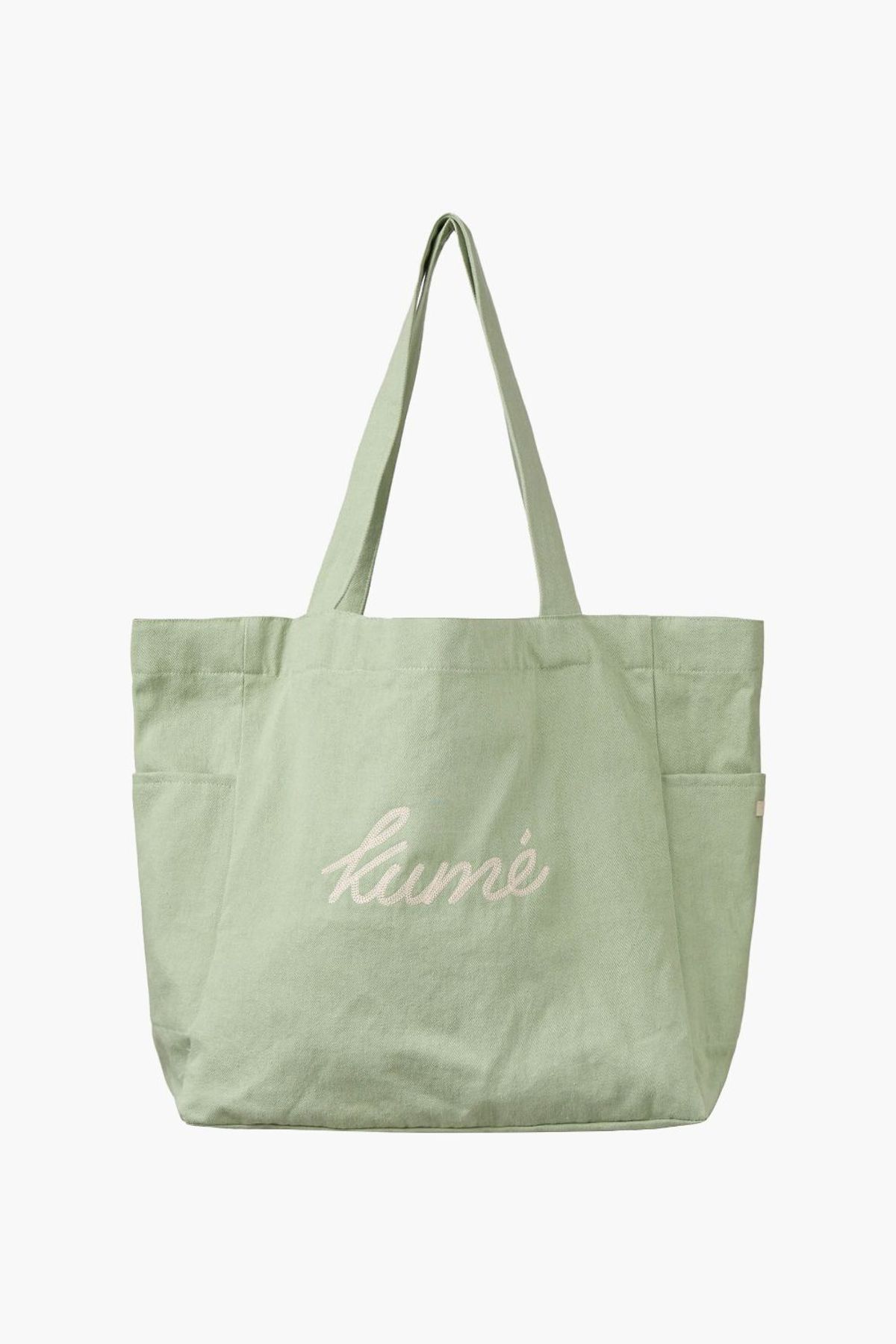 쿠메(KUMÉ) Logo Embroidered Canvas Bag, Mint