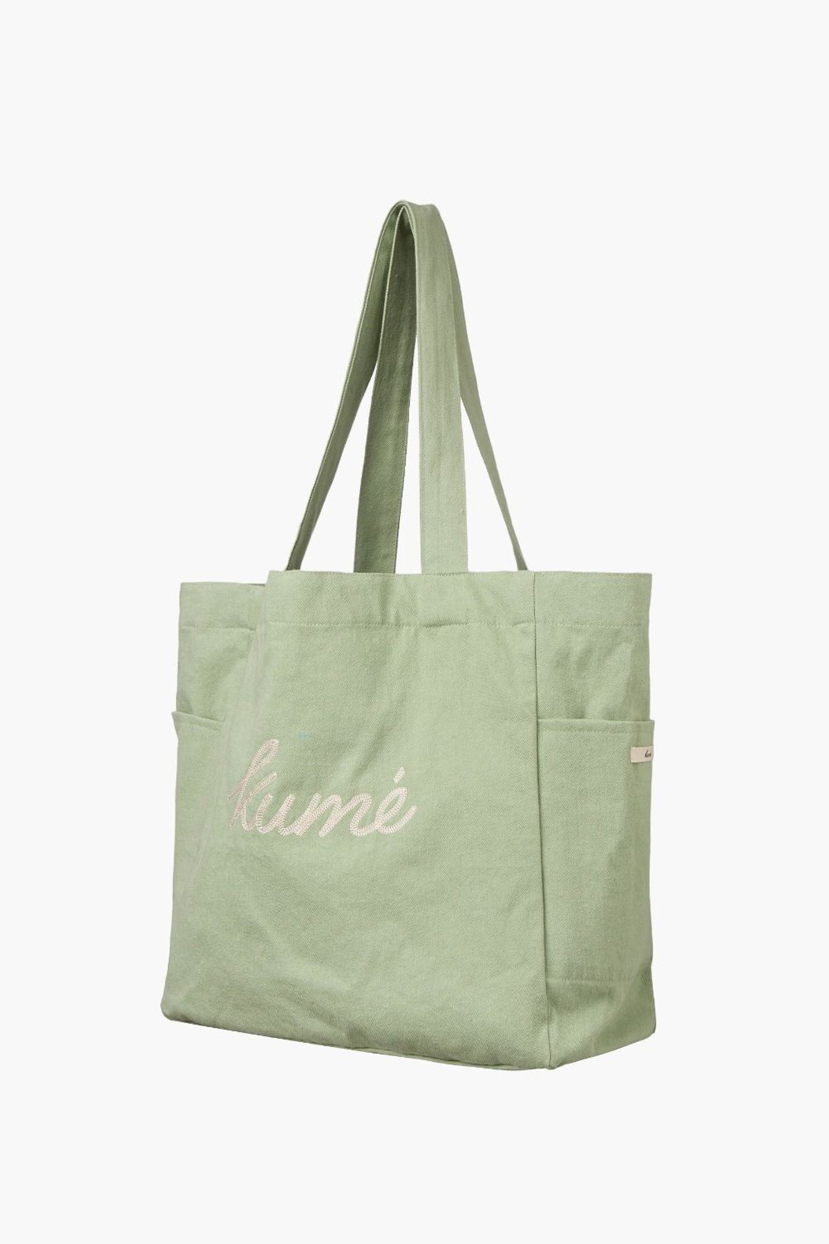 쿠메(KUMÉ) Logo Embroidered Canvas Bag, Mint